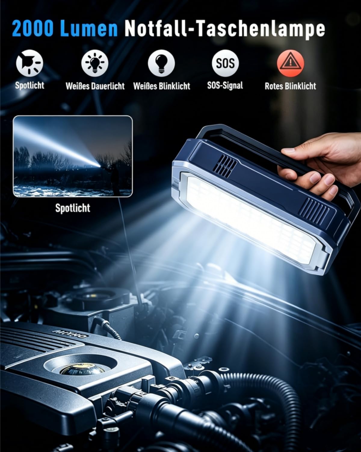 UTRAI Starthilfe Powerbank mit Kompressor für Alle Benzin & Bis 12L Diesel | 7000A Spitzenstrom, 150 PSI Kompressor, 160W DC-Ausgang, 2000 Lumen LED-Lampe, Mehrfacher Sicherheitsschutz, 18W USB-Ausgang