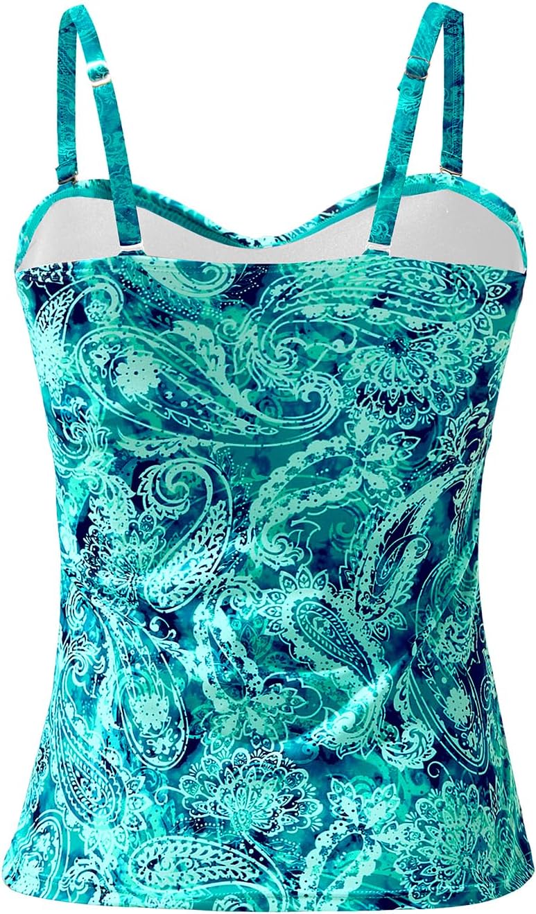 Holipick Tankini Top for Women Twist Front Bandeau Swimsuit Tummy Control Bathing Suit Tops Only No Bottom - Image 3