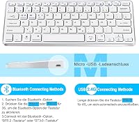 Vickey QWERTZ Vezeték Nélküli Billentyűzet-Egér Szett - Bluetooth 5.2 Kompatibilis MacBook/iPad/PC/TV Eszközökkel, Kompakt, Újratölthető, Cs 4