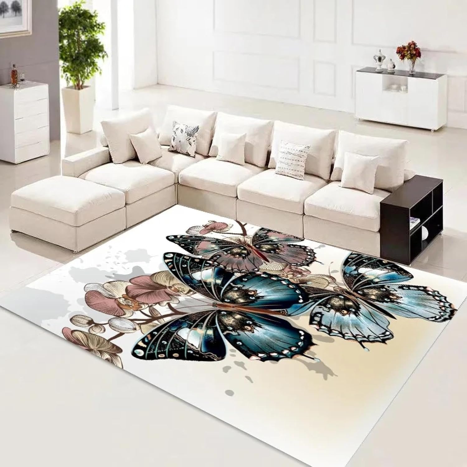 Butterfly Printing Decorative Carpet Bedroom Dust Proof Living Room Large Area Rug Mats Entry Door Porch Kitchen Mats 50x80cm