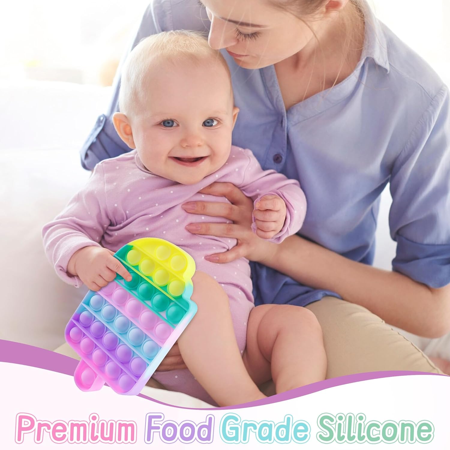 Ice Cream Fidget Toys, Push Bubble Sensory Toy for Kids Toddler Age 3 4 5 7 8 Silicone Stress Relief Small Stuff Birthday Party Gift Classroom Prize Travel Fidgets for Girls Boys Adults - Image 2