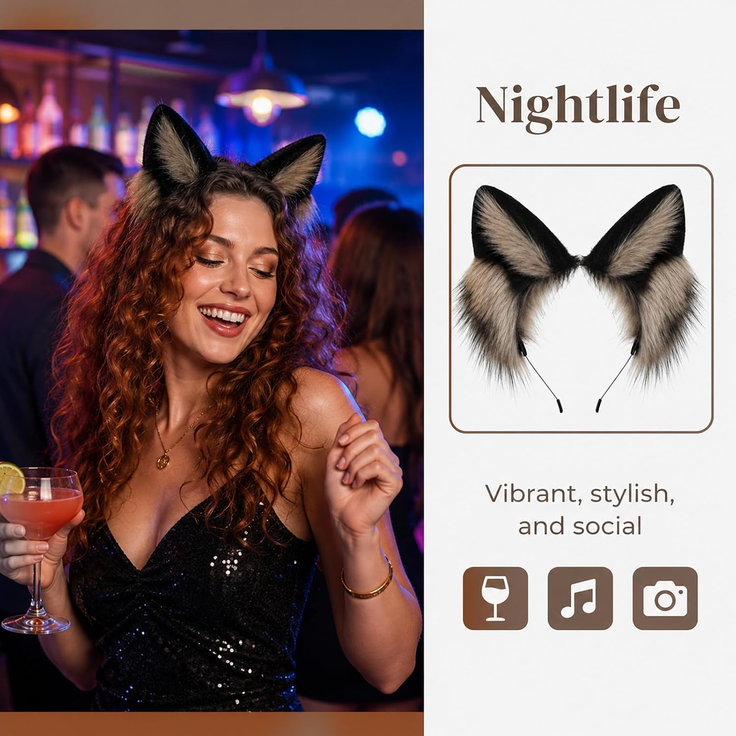 Yykazqe 1pc Therian Ears, Kemonomimi Ears Wolf Headband - Faux Fur Cosplay image 5