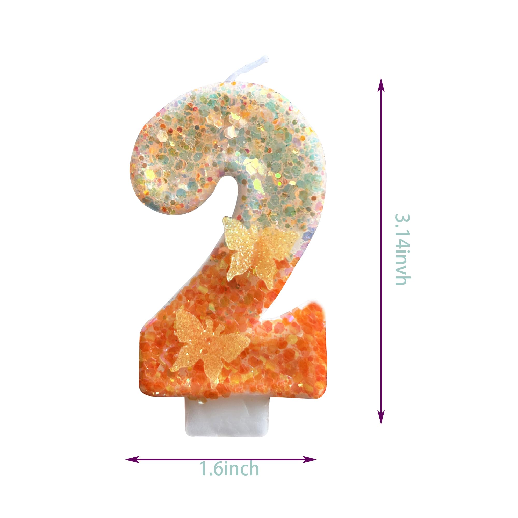 Amazon.com: Number 2 Candle, Orange Butterfly Candle 2