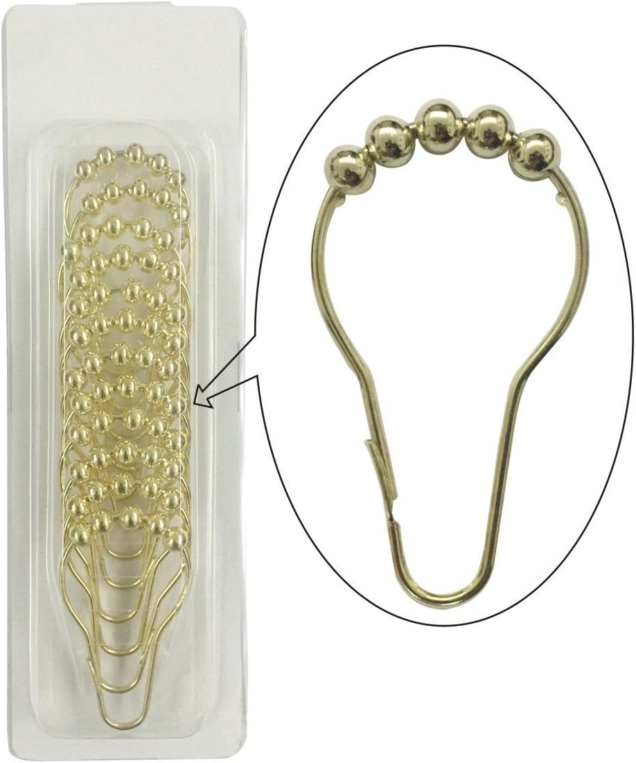 Renovators Supply Manufacturing Brass Shower Curtain Ring Roller Ball Set of 12