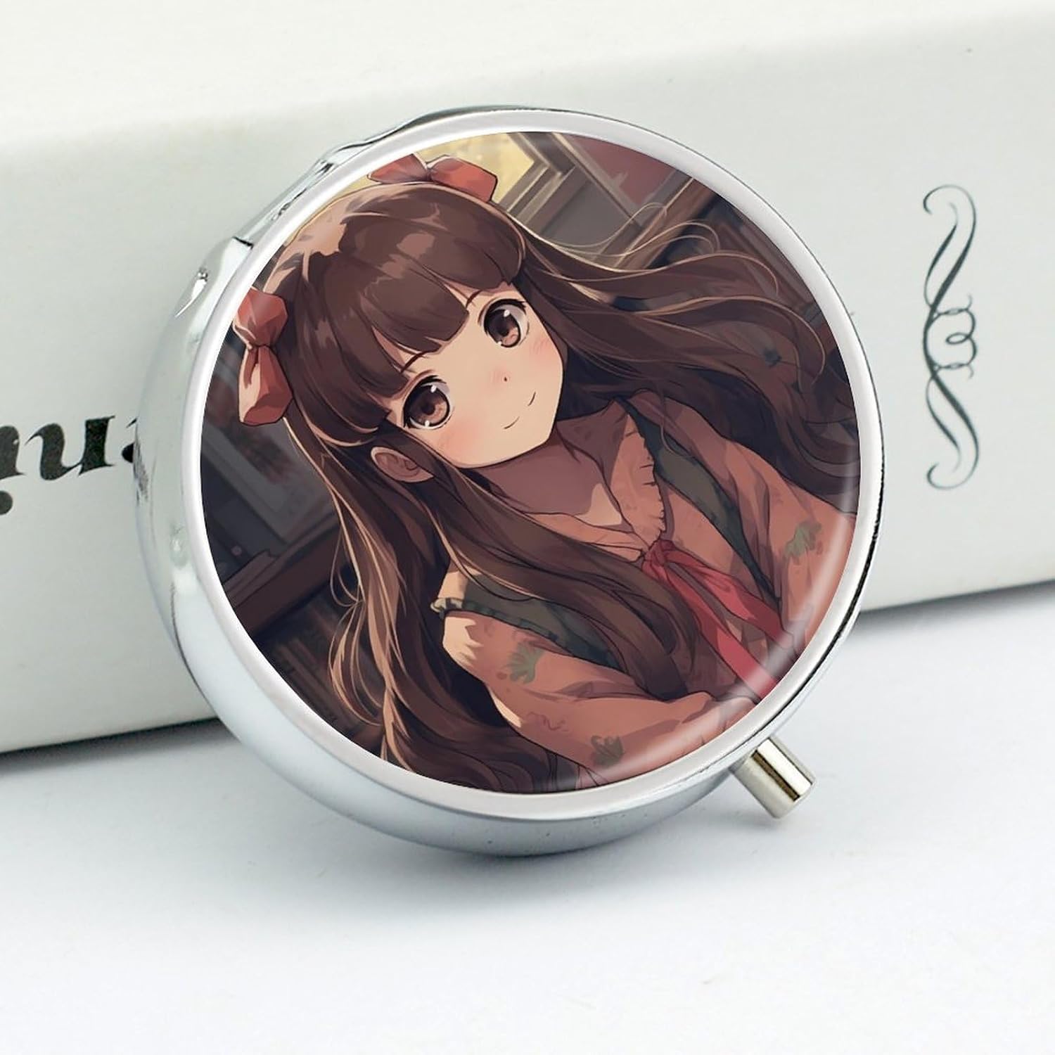 Little Woman in Anime Pill Box Mini Pill Case Pocket Pill Case for Men Travel Pill Box Cute Pill Organizer 3 Compartment Medicine Pill Organizer Pill Container Pill Holder image 4