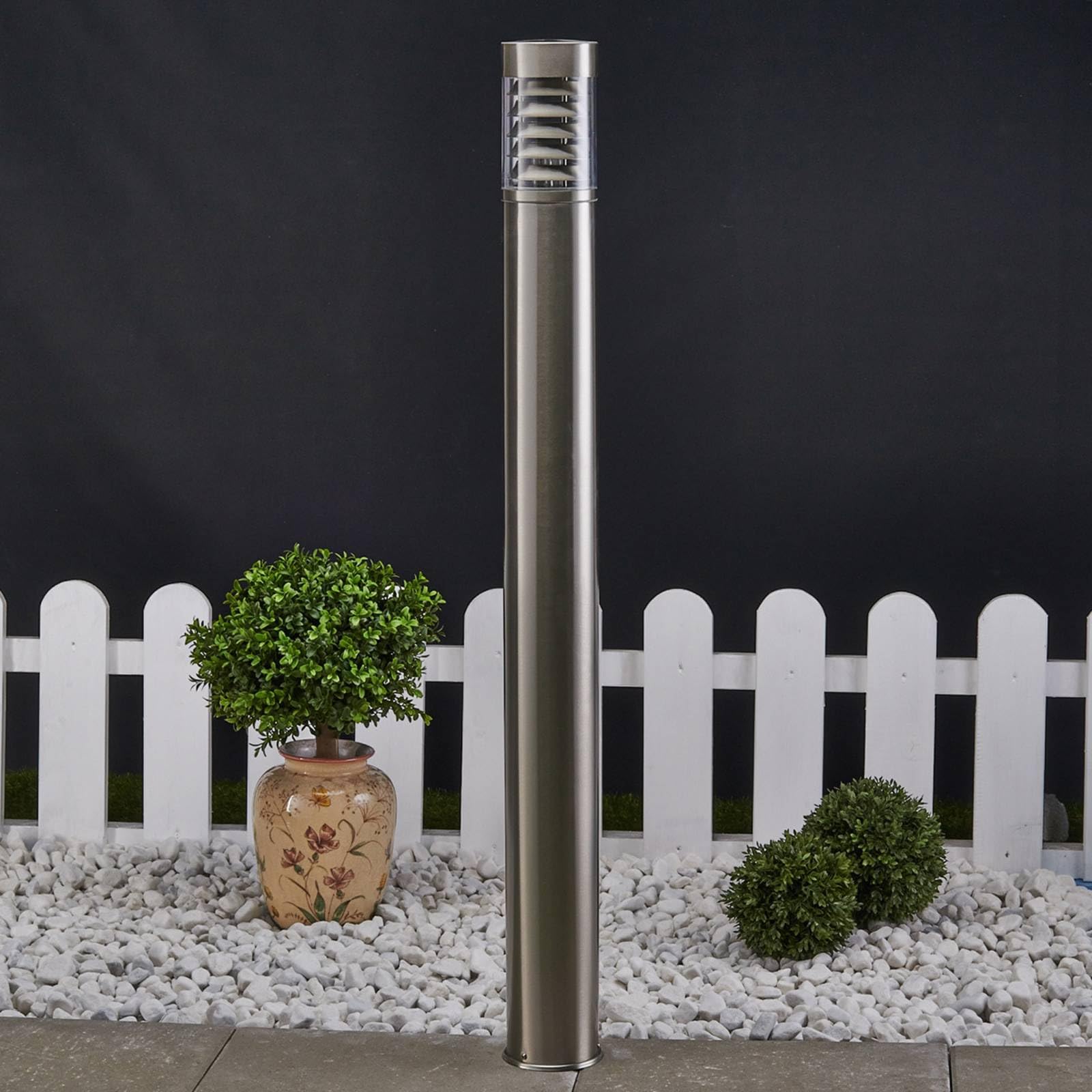 Lindby lampada da esterni dimmerabile (Moderno) colore Grigio, in Acciaio Inox Lampioncino paletto luminoso viale lampioncino