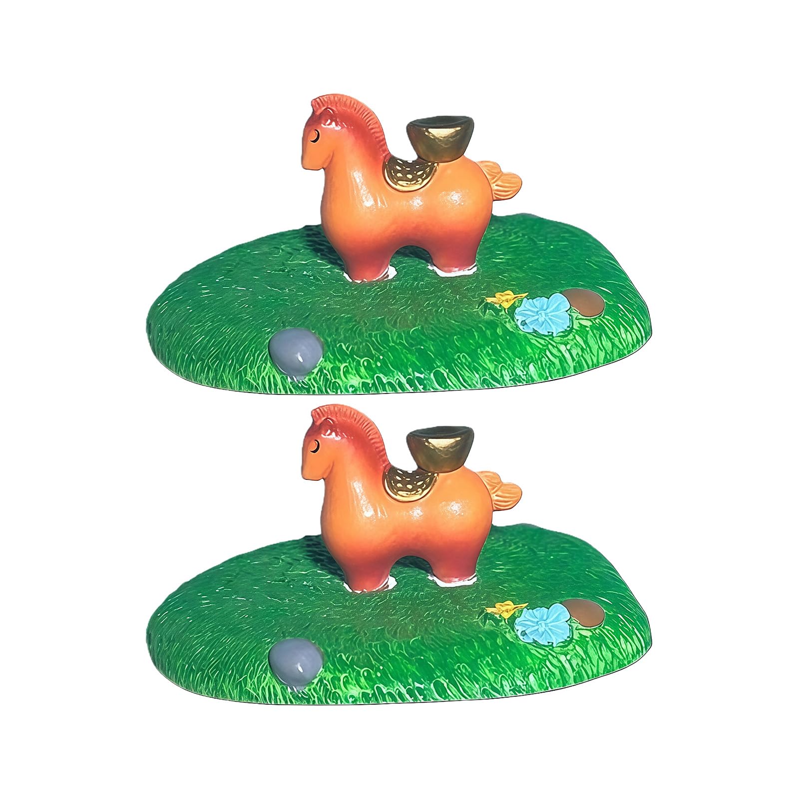 Nucelit Resin Floating Horse Statue with Chinese Duckweed Design for Indoor and Outdoor Decor Fishtank Landscape Decoration