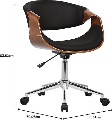 Miniatura 55 de Armen Living LCDAOFCHBL Daphne Silla de oficina de piel sintética negra, con acabado cromado. Bellevue,Cuero de imitación negro,Acabado