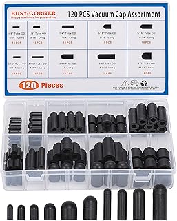 BUSY-CORNER 120-Piece Professional Rubber Vacuum Cap Kit (1/8" to 1/2")