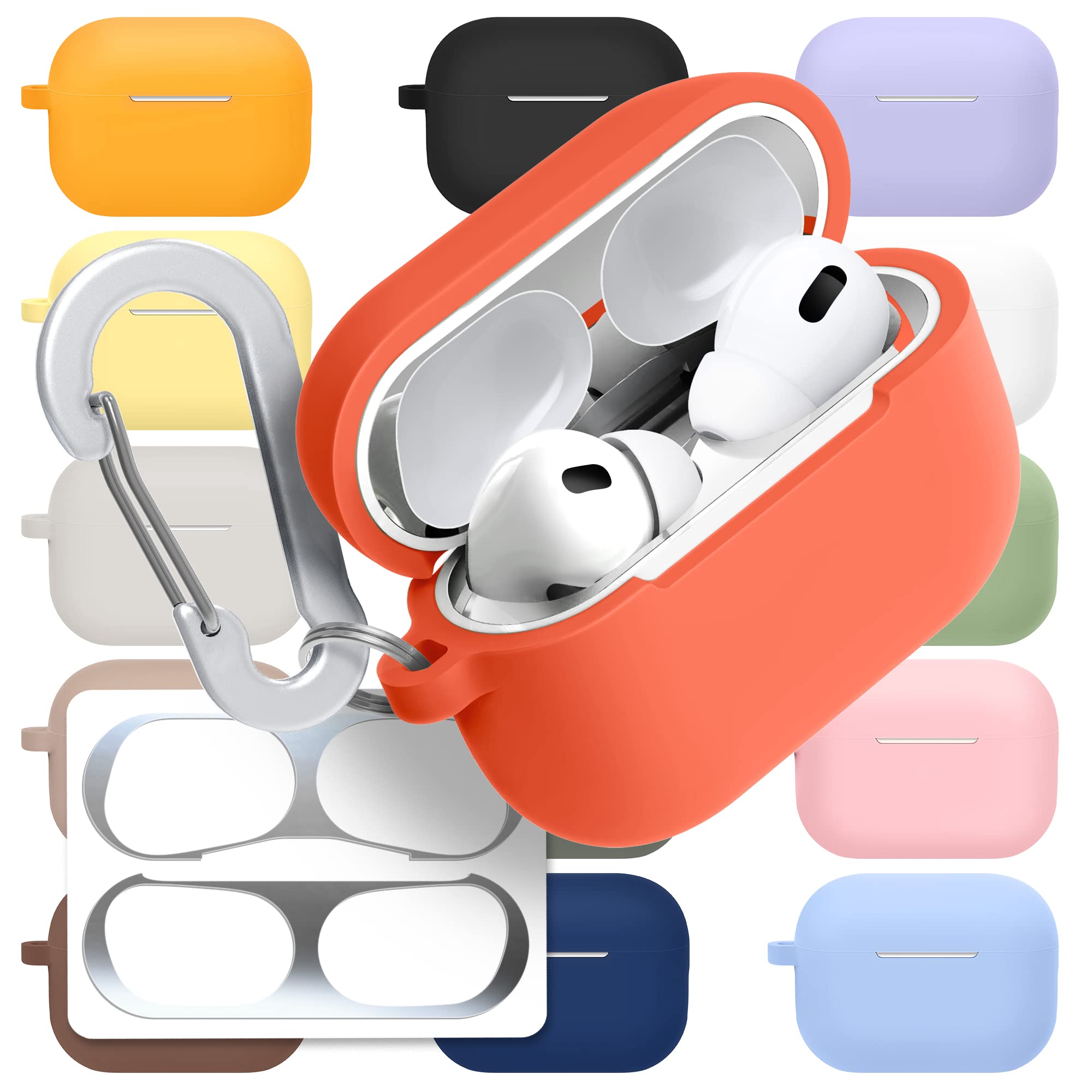 [3 in 1] AirPods Pro 3 Silicone Case + Anti-Lost Carabiner + Dust Guard Metal Film, Protective Cover with Keychain for Apple AirPods Pro3 (2025) — view 11