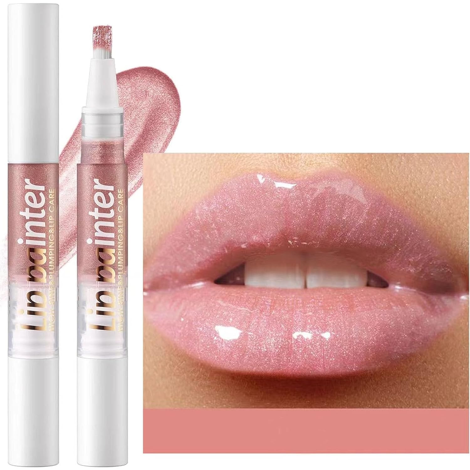 2 in 1 Nude Pink Shimmer lip gloss Lip Plumper Gloss Tinted Glitter Lipgloss Lipstick Moisturizing High Shine And Vegan Plumping Lip Gloss For Women Girls Long-Lasting Dry Lip Care (08#) 2 in 1 Nude Pink Shimmer lip gloss Lip Plumper Gloss Tinted Glitter Lipgloss Lipstick Moisturizing High Shine And Vegan Plumping Lip Gloss For Women Girls Long-Lasting Dry Lip Care (08#)