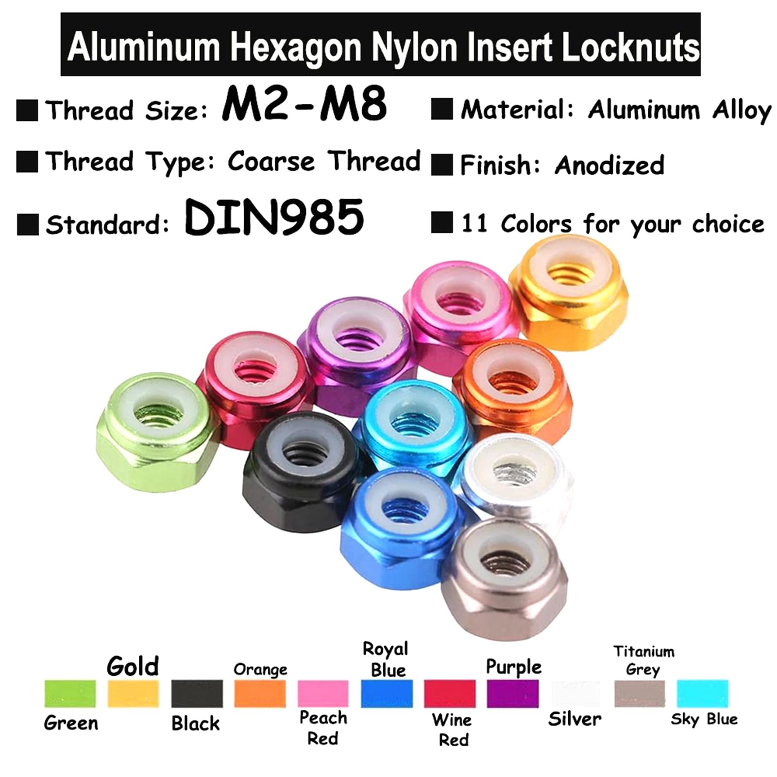 Controdadi, 5 Pezzi Dadi Di Bloccaggio In Alluminio M2 M3 M4 M5 Dado - Foto 7