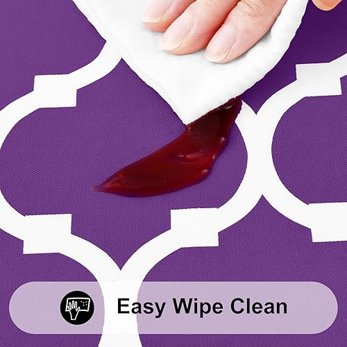 Miniatura 224 de Smiry - Mantel redondo de vinilo ajustable con bordes elásticos y parte trasera de franela, mantel de vinilo impermeable, lavable, diseño enrejado