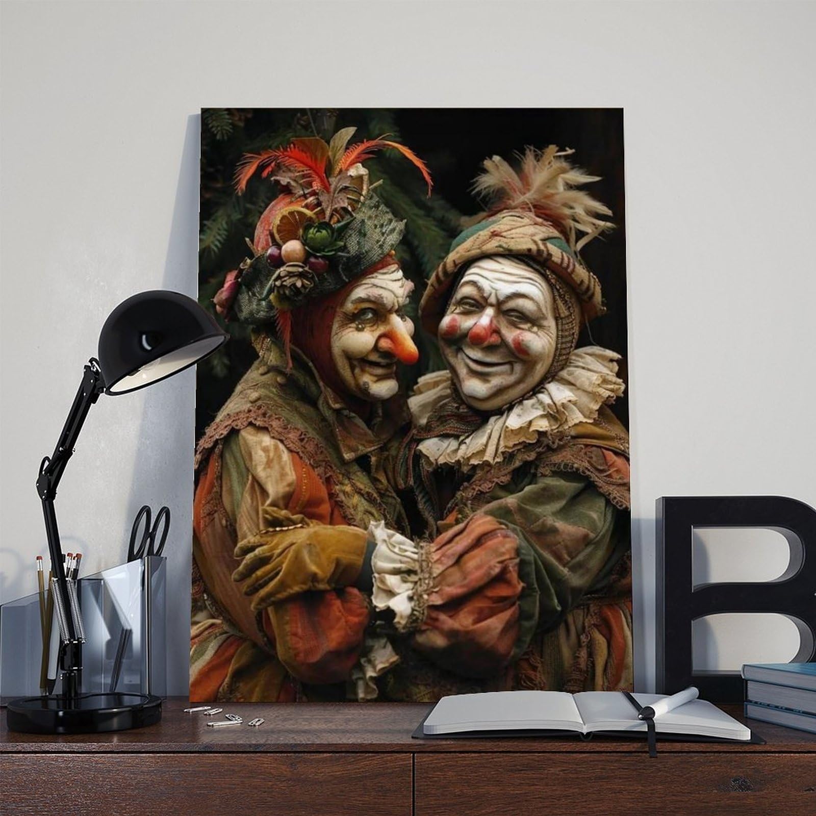 QGVBGF Elegante poster su tela con scena Commedia Dell'Arte, decorazione per camera da letto, ufficio, camera da letto, regalo, 60 x 90 cm