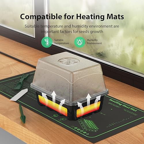 Miniatura 18 de Bandeja de inicio de semillas, kit de inicio de 10 piezas, bandejas de inicio de plántulas con tapas elevadas para mirar semillas, bandejas