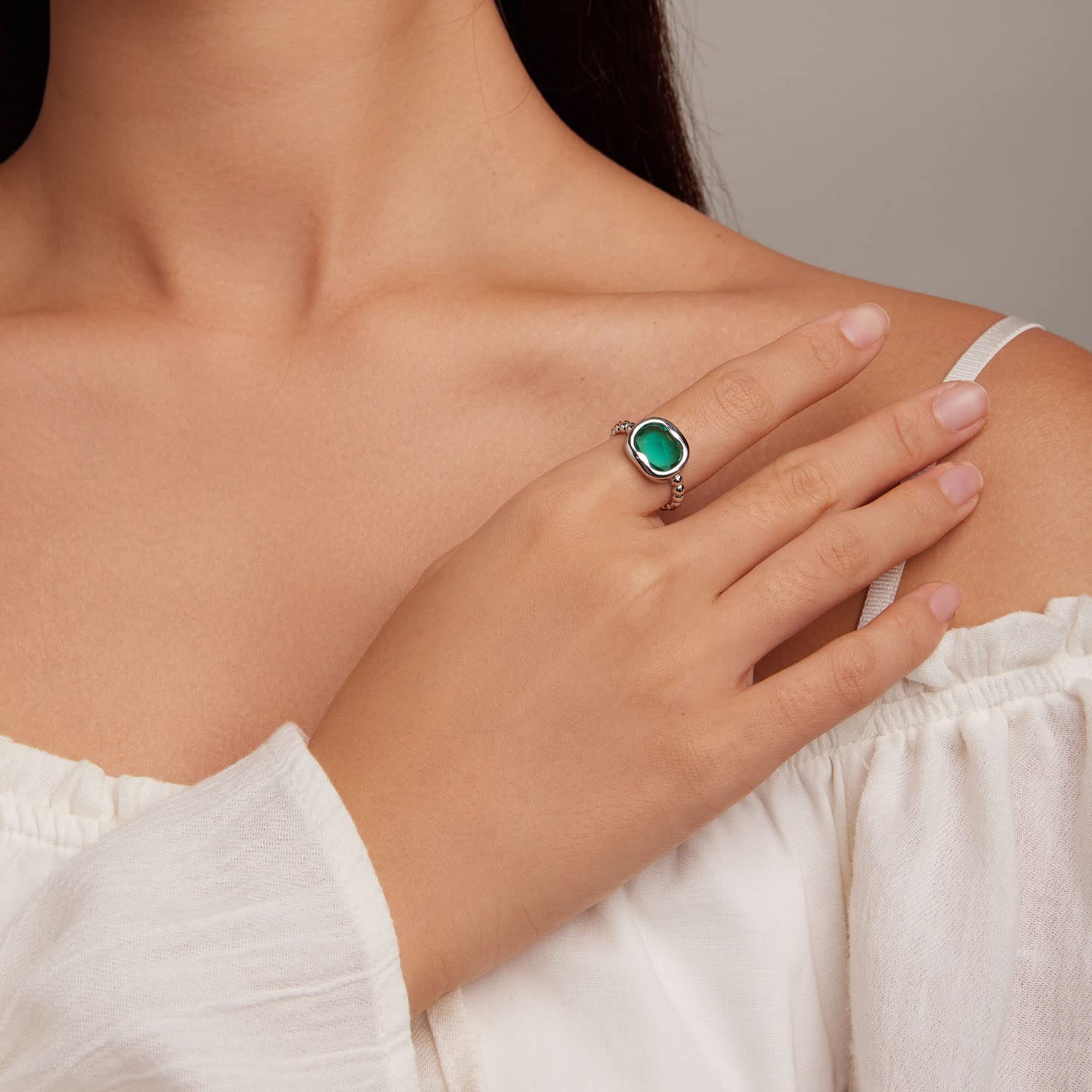 Anillos Ajustables con Piedra Natal de enero, Piedra Natal del Mes de Nacimiento, Anillos Abiertos, Regalo de cumpleaños para niñas Adolescentes