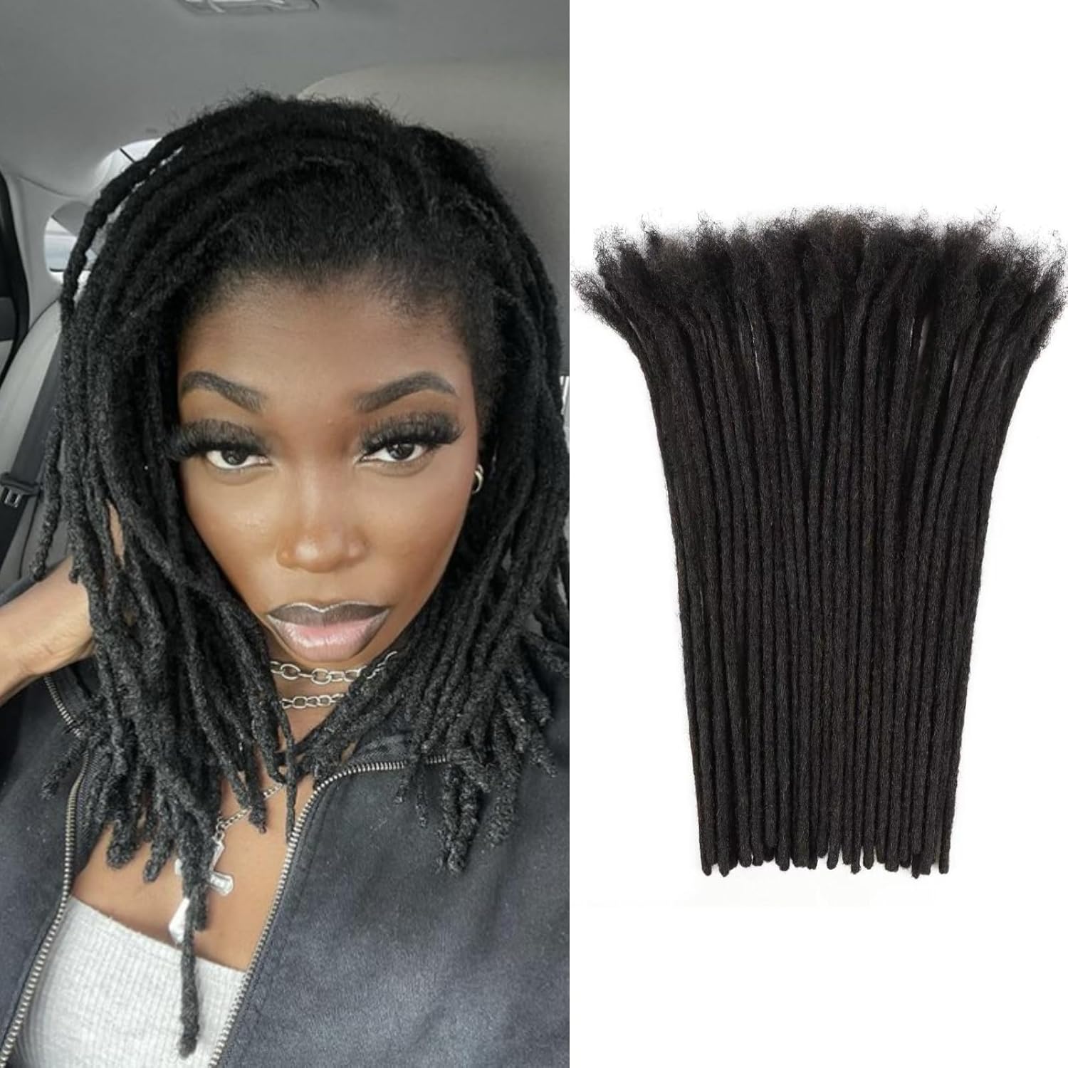 4 Inch Loc Extensions Human Hair 0.4cm Thickness 10 Strands 100% Full Handmade Permanent Dreadlock Extensions Real Human Hair For Women Men Kids Can Be Dyed Bleached Curled (Width 0.4cm Natual Black) 4 Inch/10 Locs 0.4cm?Natural Black