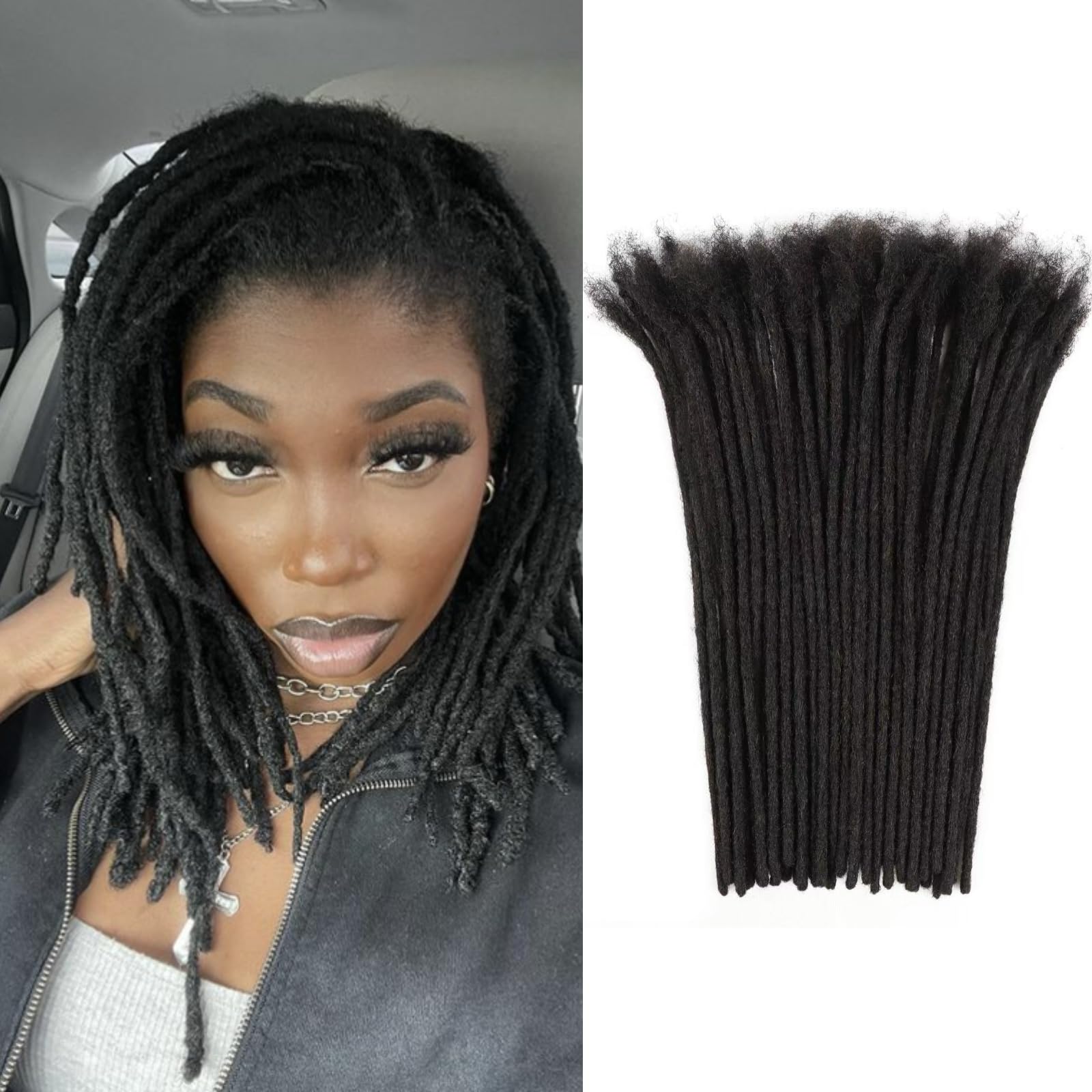 4 Inch Loc Extensions Human Hair 0.4cm Thickness 10 Strands 100% Full Handmade Permanent Dreadlock Extensions Real Human Hair For Women Men Kids Can