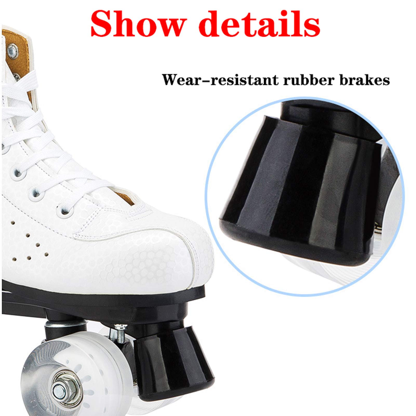 MIAOXIAO Pattini A Rotelle Quad con Ruote Flash Pattini da Esterno Antiurto per Adolescenti Scarponi da Skateboard Premium Artistici per Adulti per Gare di Allenamento di Danza,A,CN 43