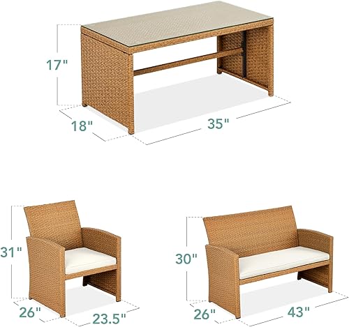 Miniatura 122 de Best Choice Products Juego de muebles de conversación de patio de mimbre al aire libre de 4 piezas para patio trasero con mesa de café, cojines de