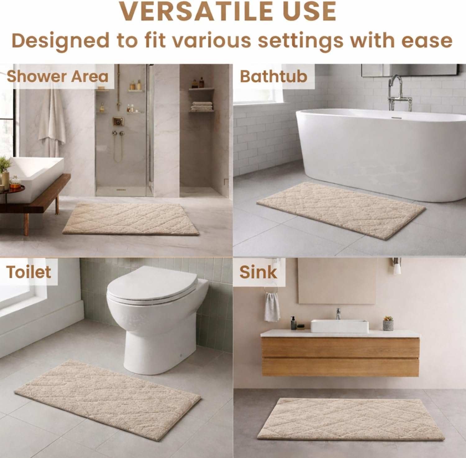 C23 Beige Bathroom Rug 2200 GSM 20"x32"|100% Tufted Cotton|Thick & Plush Bath Mat|Luxury, Heavyweight, Ultra-Absorbent, Quick Dry, Non-Slip Natural Latex Back, Machine Washable Bath Rug, 1 Pack - Image 7