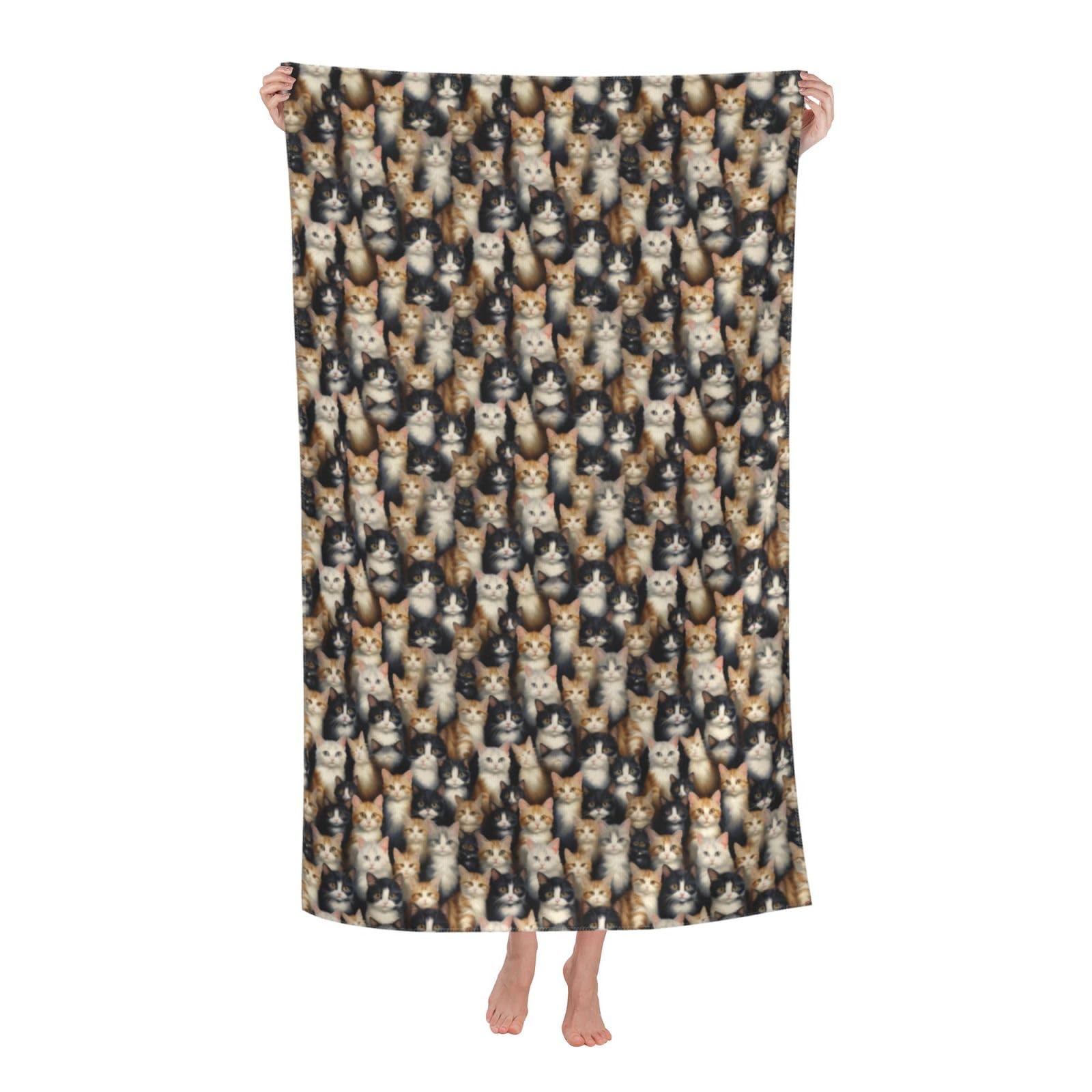pojknbv Cat Print Print Oversized Adult Beach Towel Quick-Dry Comfortable Lightweight Travel Pool Camping