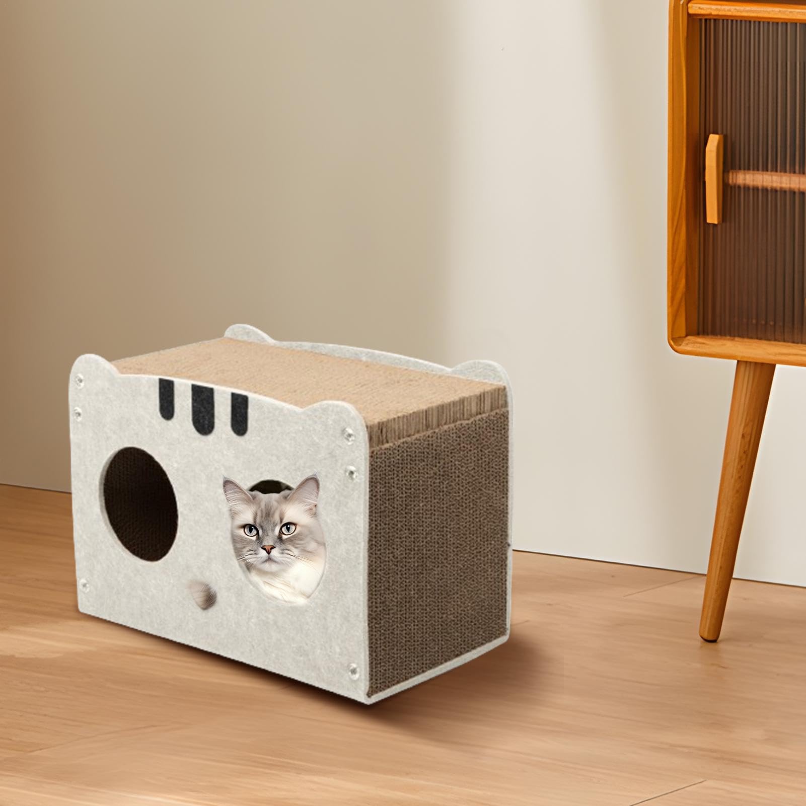 Generic Casa para gatos de cartón – rascador para gatos | rascador para gatos de interior, rascador de cartón ondulado extraíble para gatitos y gatos