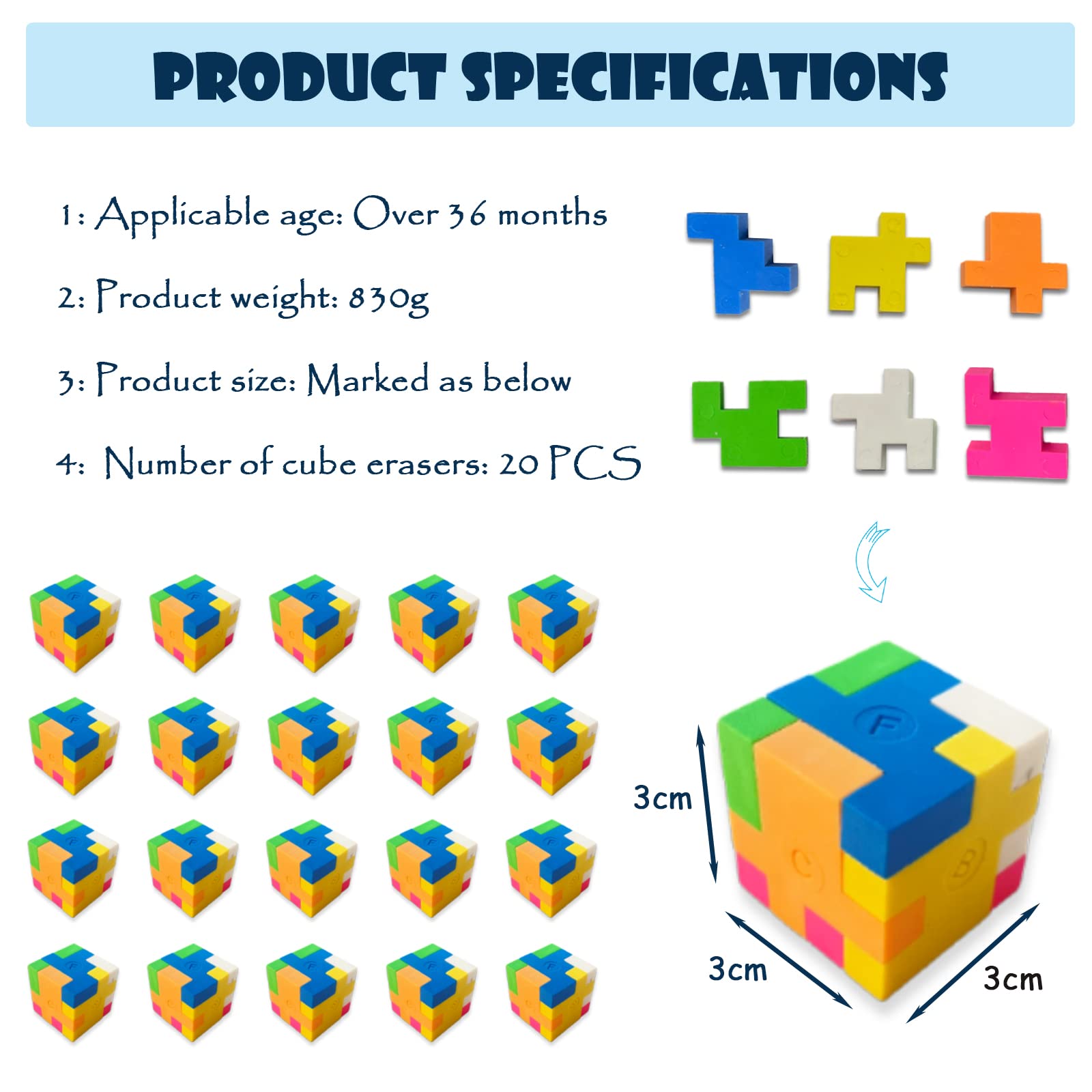 ICEPAPA, Gomme Puzzle Cube, 20 pièces Gommes fantaisies pour enfants, Convient comme petits Cadeaux Anniversaire Enfant, Pinata anniversaire garcon et fille ou Jouet anniversaire enfant invite ICEPAPA, Gomme Puzzle Cube, 20 pièces Gommes fantaisies pour enfants, Convient comme petits Cadeaux Anniversaire Enfant, Pinata anniversaire garcon et fille ou Jouet anniversaire enfant invite