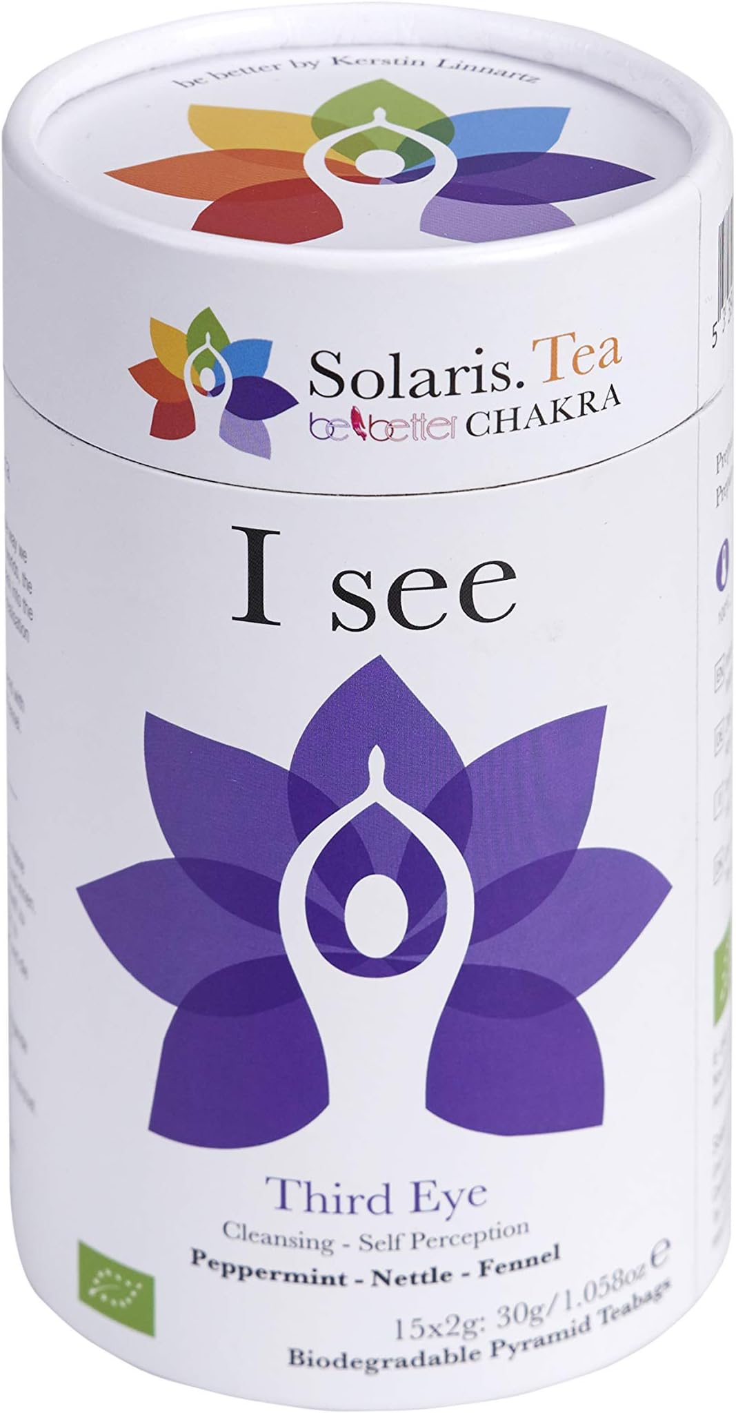 "I See" Third Eye - Ajna Chakra l Organic Tea l be Better Chakra by Kerstin Linnartz, 15x Biodegradable Pyramid Teabags, (1 x 30 g)