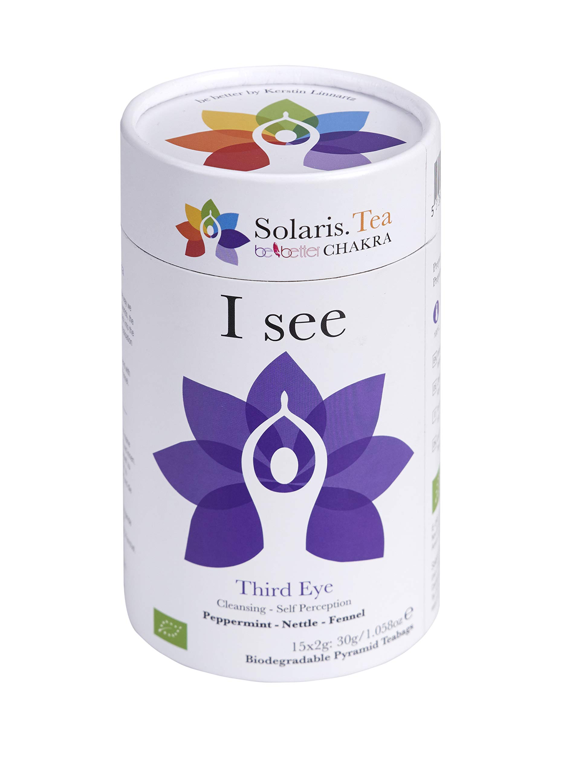 "I See" Third Eye - Ajna Chakra l Organic Tea l be Better Chakra by Kerstin Linnartz, 15x Biodegradable Pyramid Teabags, (1 x 30 g)