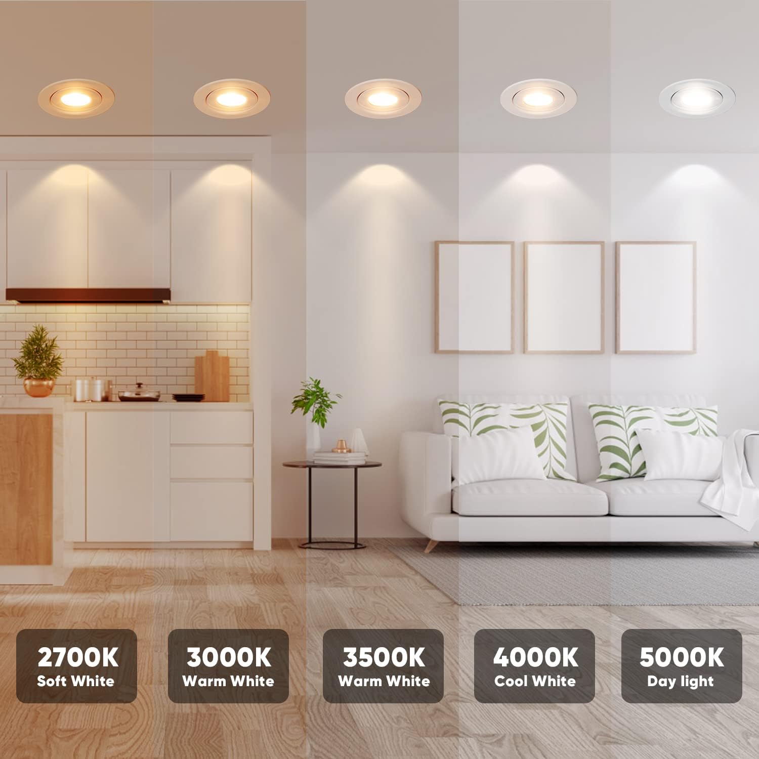 4 Inch LED Gimbal Recessed Light with Junction Box, 90° Adjustable Directional Eyeball Lighting, 9W CRI90+ Dimmable Recessed Light Fixture (6 Pack)