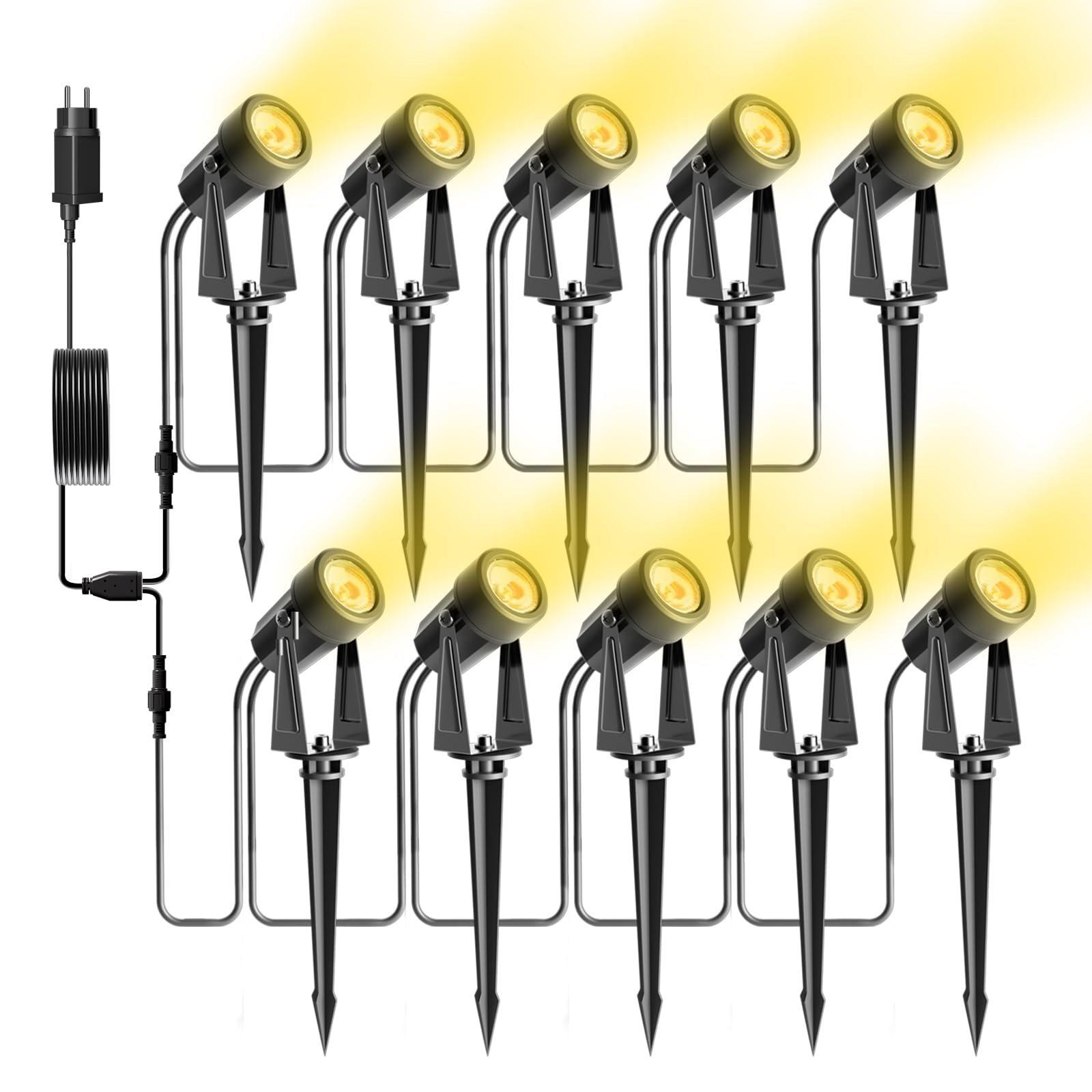 Bomcosy Garden Spotlights Mains Powered, 105FT/32M Landscape Lights