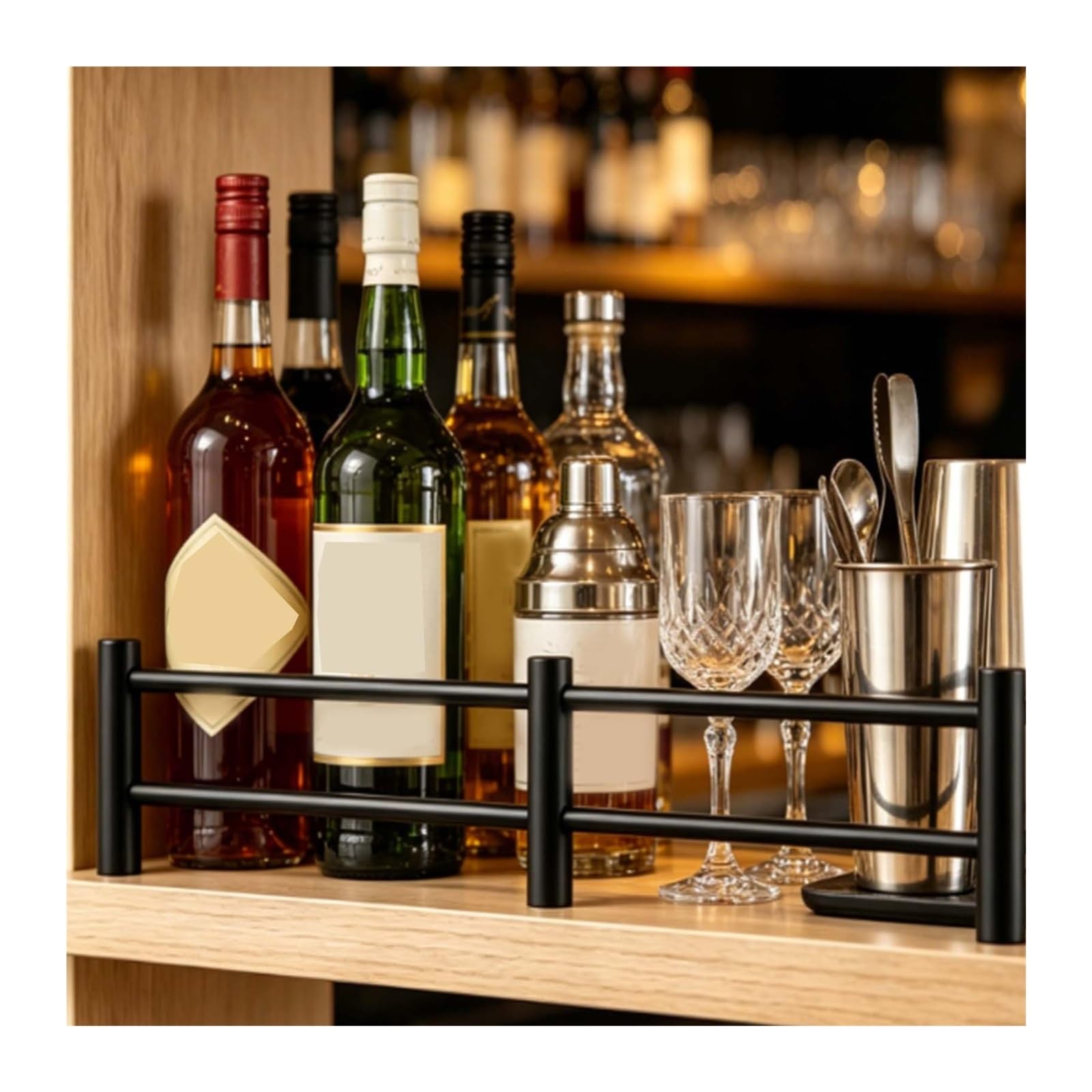 HHJFSP Single/Double Bar Shelf Guardrail, Easy Installation 2.8" 3.1" H Pole, Fits Wooden Rack/Metal Unit/Glass Display Rack(B 3.1″(80mm) H,27.6″(70cm) L)