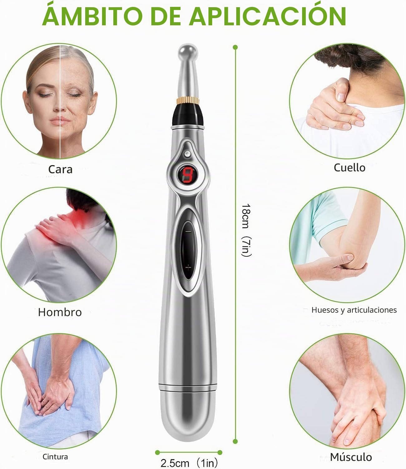 Bolígrafo masajeador electrónico MQUPIN, 5 en 1 con cabezales de masaje reemplazables, bolígrafo de masaje y relajación portátil para relajación muscular