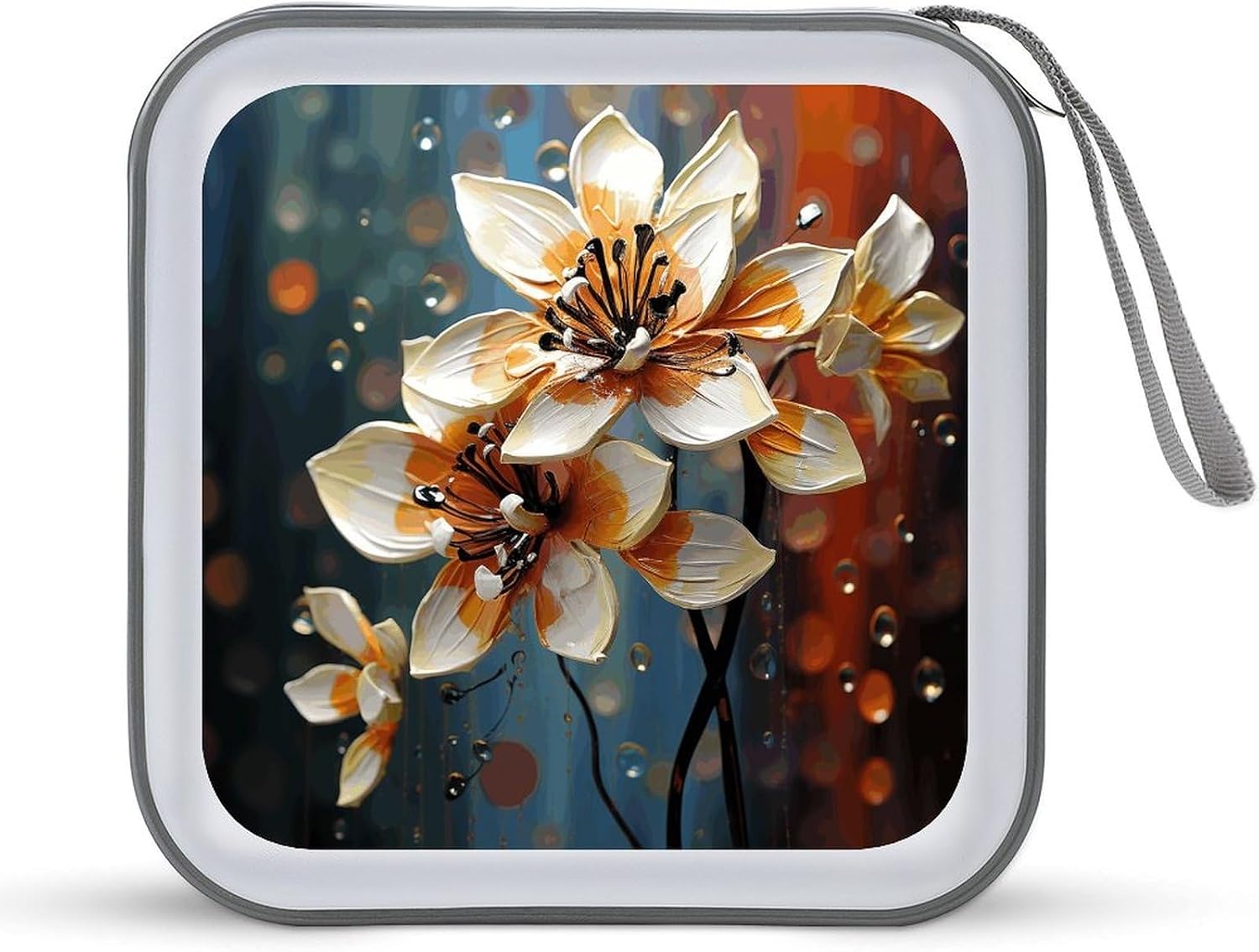 Modern Flower CD Case Binder for Travel Car DVD Storage Case DVD Storage Bag with Handles Cover CD Storage Binder for Blu-ray Movie Music Audio Disks 40 Disc Units
