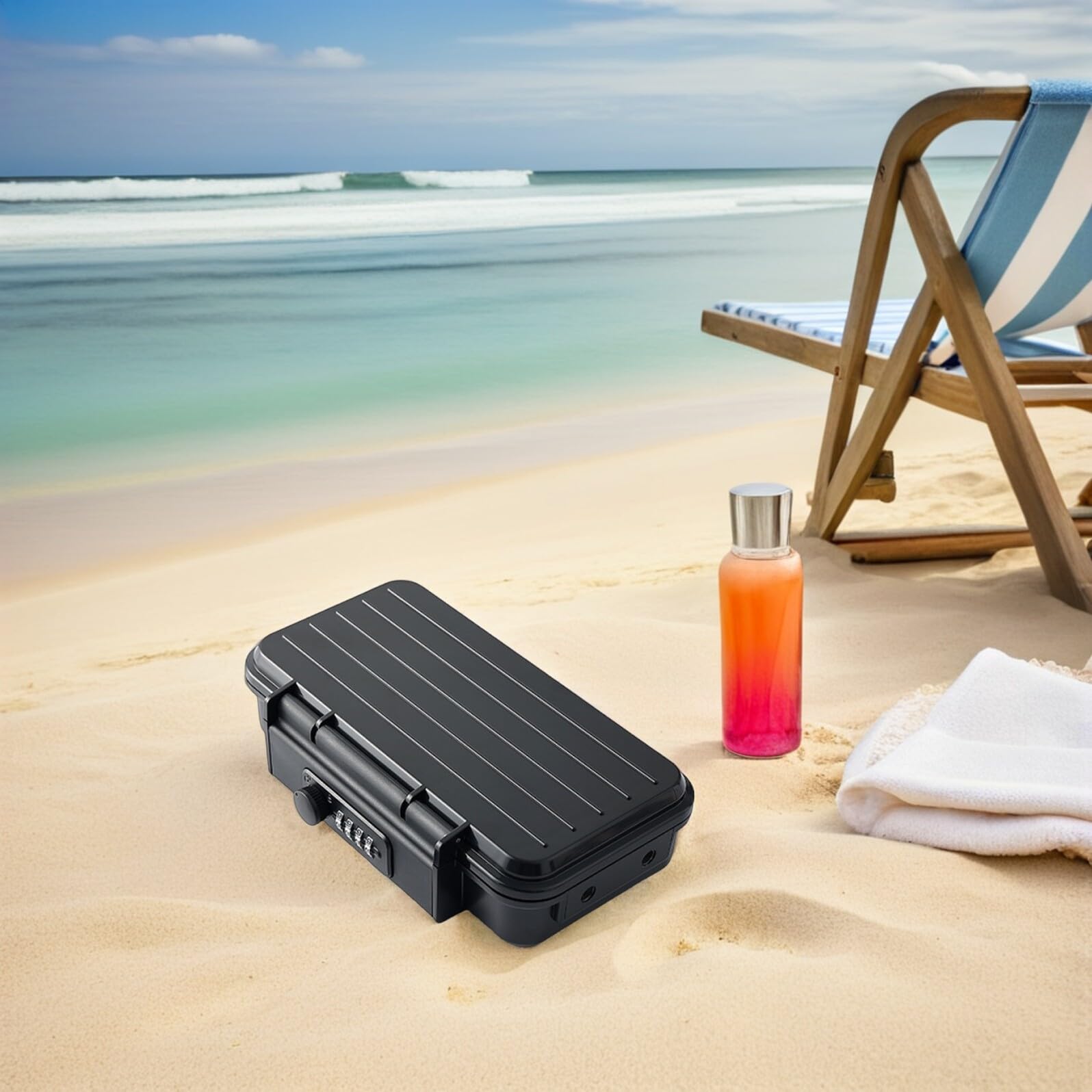 Veemoon Cassetta di Sicurezza Portatile Codice Resistente Agli Urti Serratura e Password Cavo in Acciaio Staccabile per Spiaggia Viaggi Hotel Piccola
