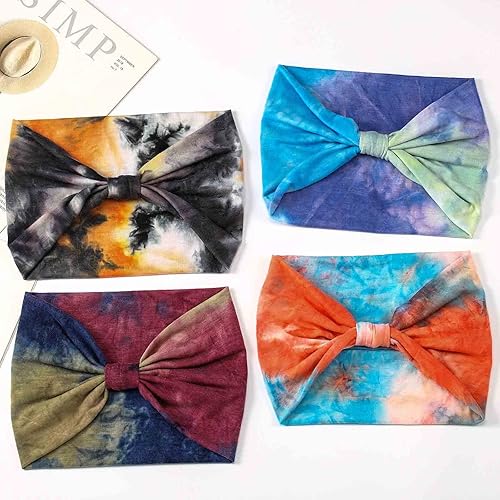 Miniatura 2 de Diademas bohemias de cabeza ancha, turbante anudada, antideslizante, banda elástica para la cabeza, bandas para el cabello de teñido anudado,