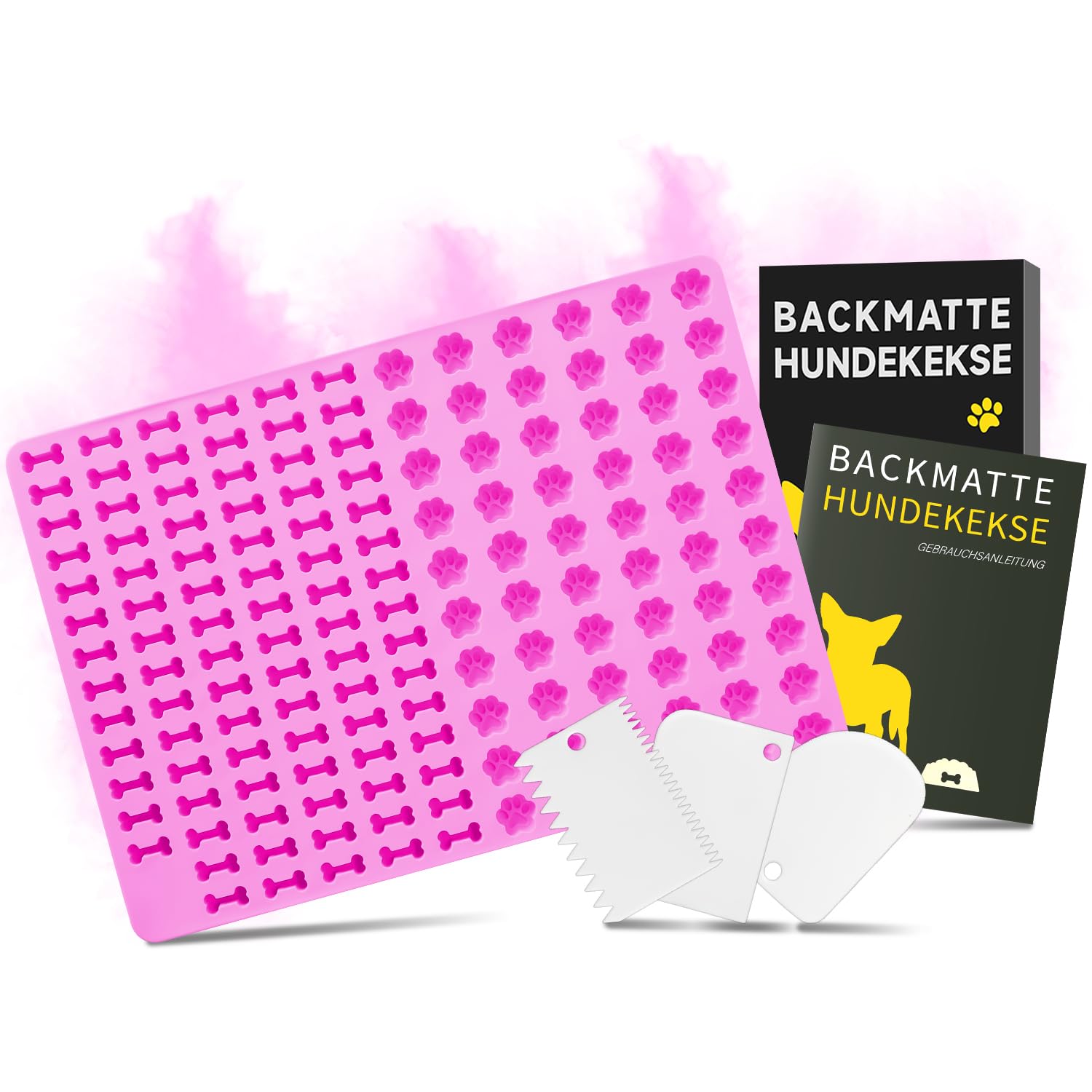 2 Stück Silikon Backmatten In Hundeknochen-Form – BPA-frei, 18 Mini-Knochen Pro Matte, Rosa & Lila