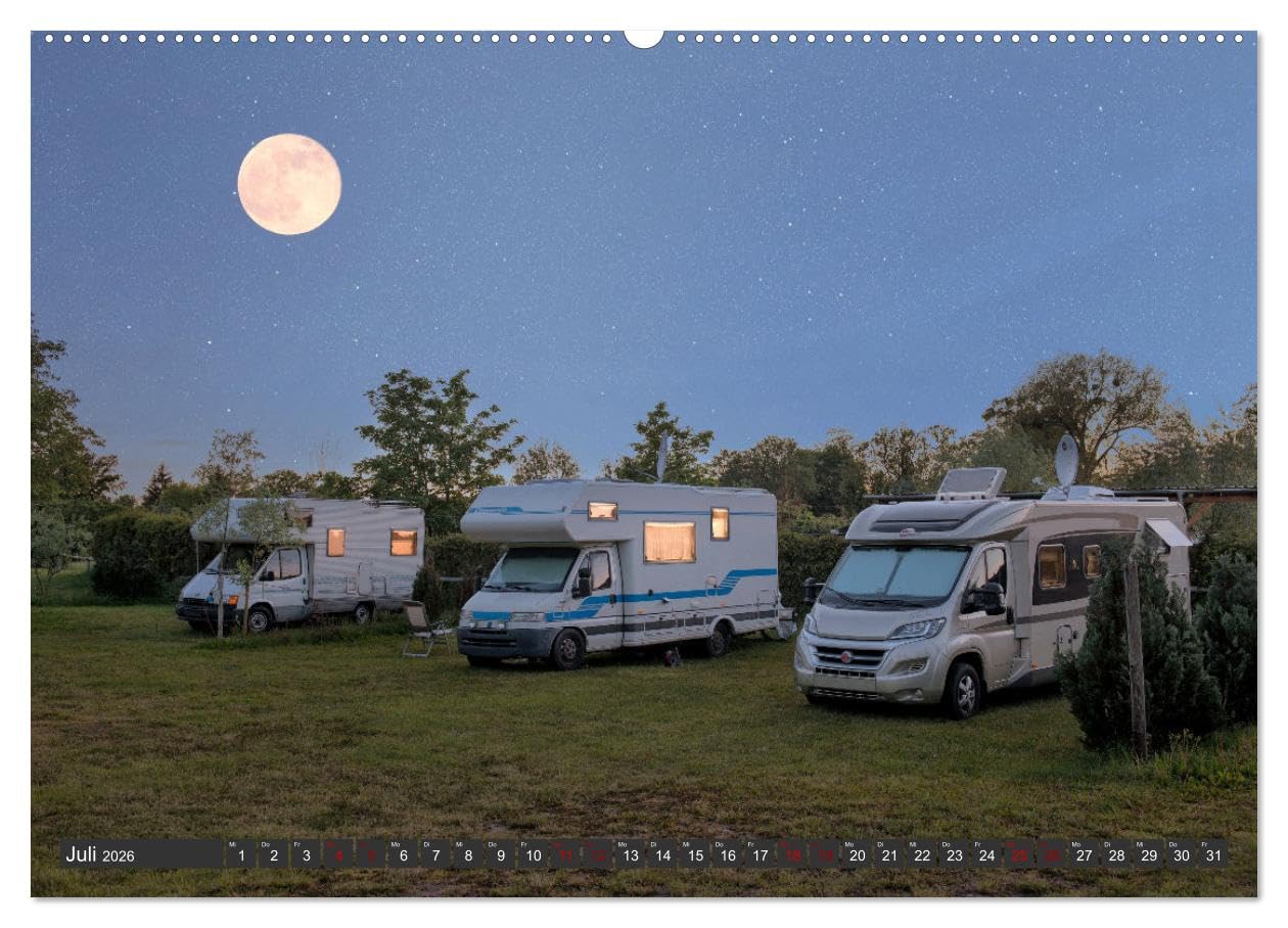 Vanlife - Glücklich auf vier Rädern (hochwertiger Premium Wandkalender 2026 DIN A2 quer), Kunstdruck in Hochglanz: Leben und Reisen im Wohnmobil (CALVENDO Orte)