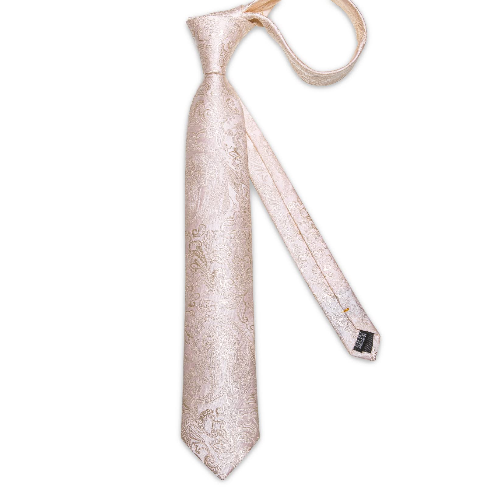 DiBanGu Herren Seidenkrawatte Paisley Floral Krawatte Set mit Einstecktuch Manschettenknöpfe Krawattenklammer für Hochzeit Business
