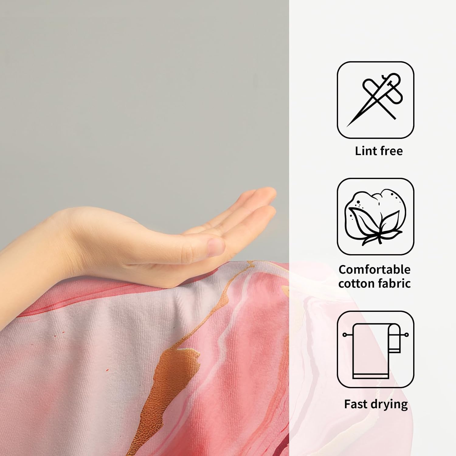 Giwawa Pink Marble Hand Towels - Abstract Modern Marbles Bath Face Towels Set of 2 Golden Cracked Lines Tea Towels Guest Towels Kitchen Dish Towel Decor