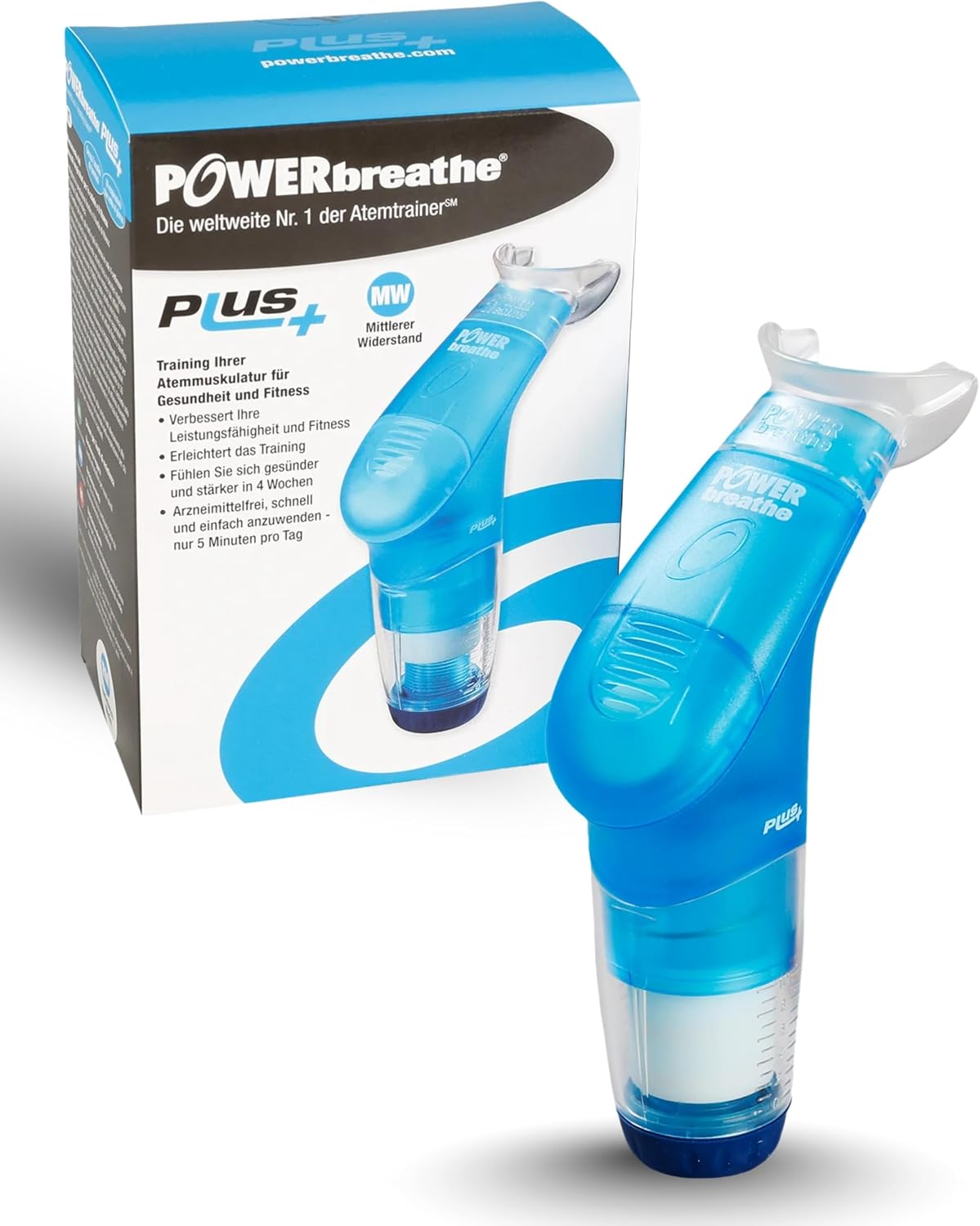 POWERBREATHE Plus I Medium Resistance I Breathing Trainer to Strengthen the Breathing Muscles I Inspiration Muscle Trainer with 11 Levels I Breathing Training Device for Breathing Exercises