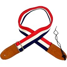 CMC Cotton Guitar Strap for Acoustic, Electric, Bass Instrument, Soft, with Brass Adjustable Buckle, 2" Wide, 63" Long