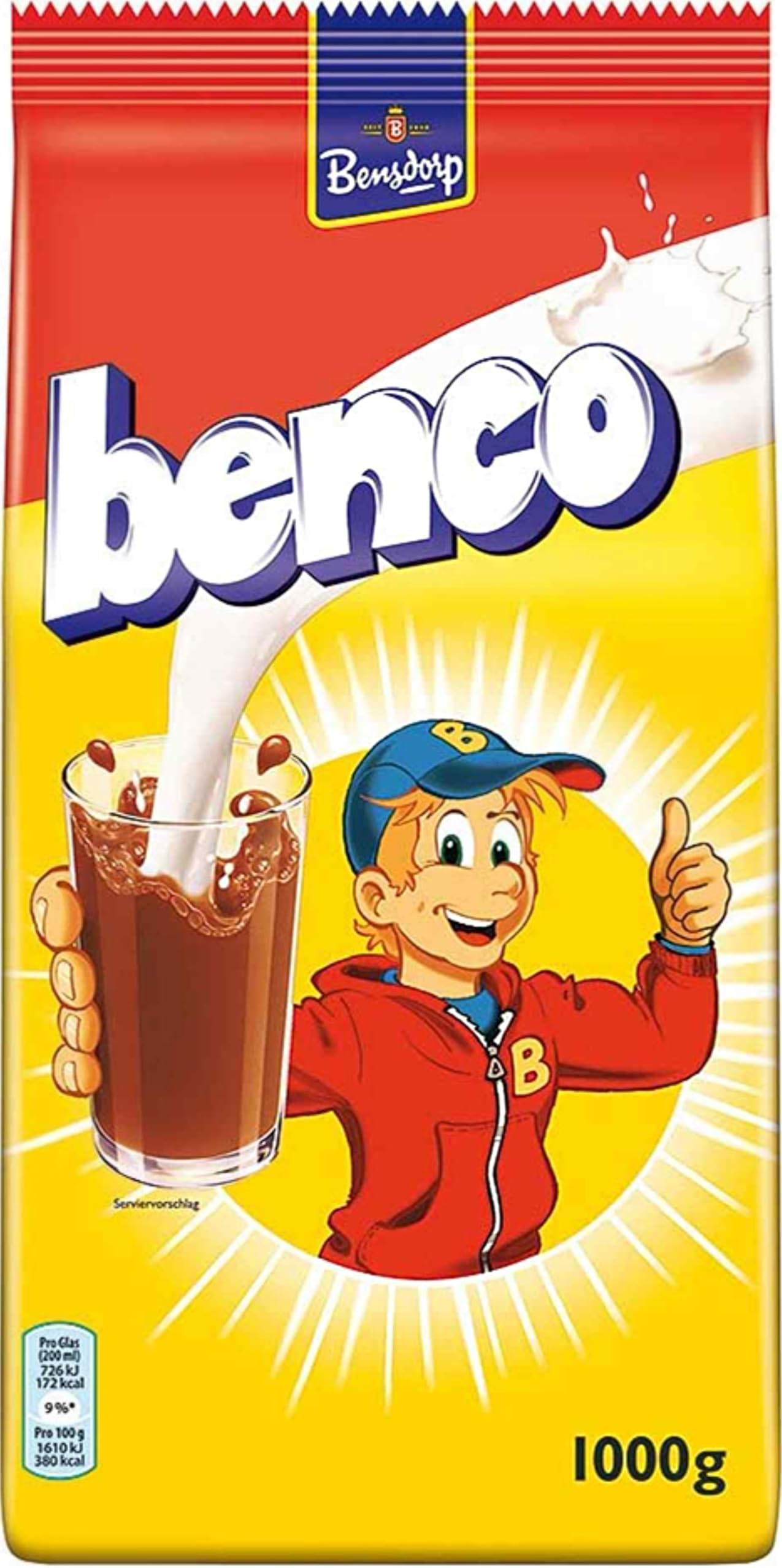 BencoPower Plus Cocoa 1000g (35.27 oz) Bag - Classic Instant Cocoa - Soluble in Cold and Warm Milk - Made in France