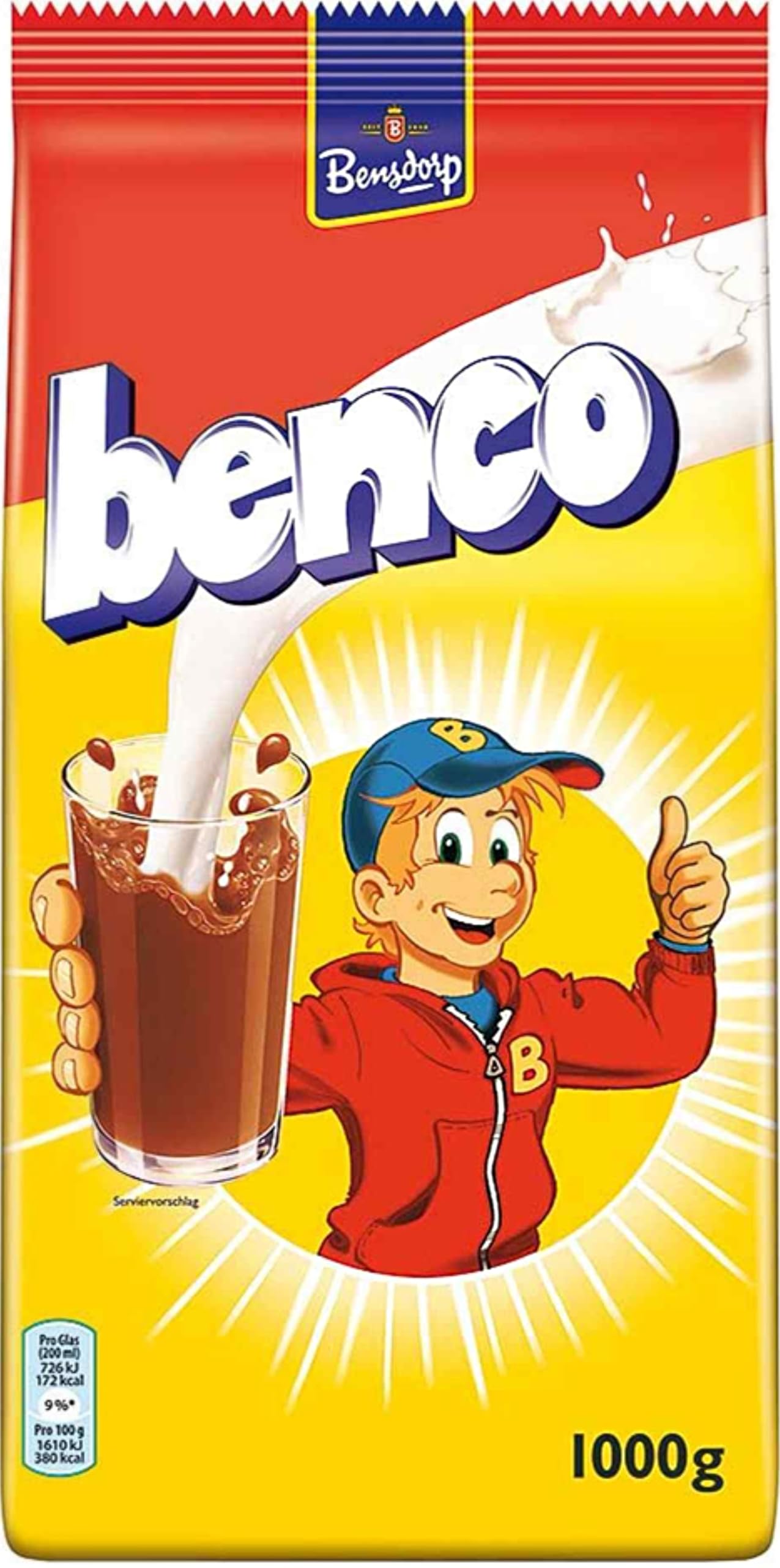 BencoPower Plus Cocoa 1000g (35.27 oz) Bag - Classic Instant Cocoa - Soluble in Cold and Warm Milk - Made in France