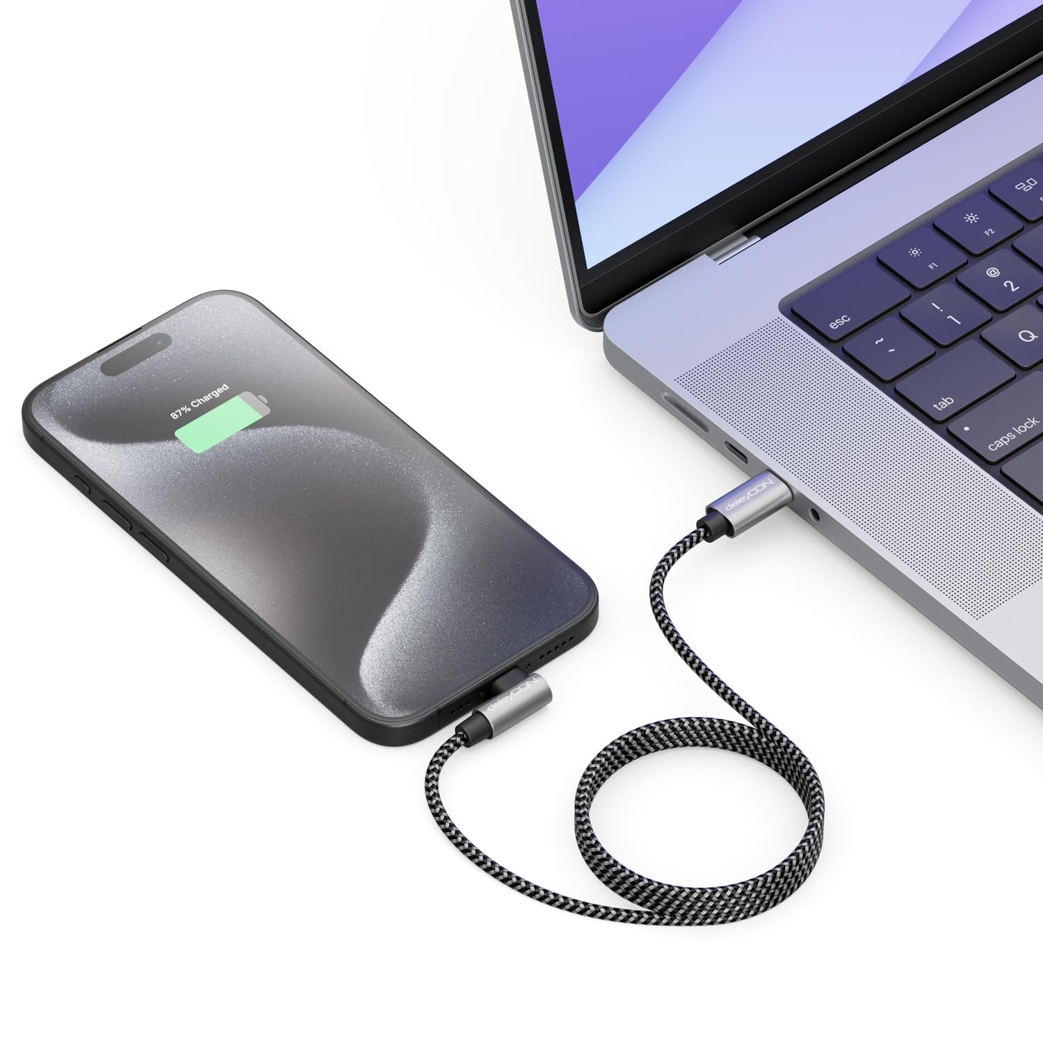 deleyCON 1m Cavo USB C 1x 90° Angolato PD3.0 (Ricarica Rapida 60W) Cavo di Ricarica USB-C a USB-C per iPhone 16 15 Pro Max Samsung S24 S23 S22 Pixel iPad Pro MacBook Air Tablets Switch PS5