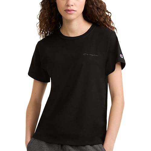 Champion Women’s Classic Short Sleeve Graphic T-Shirt, Standard Fit, Script Logo
