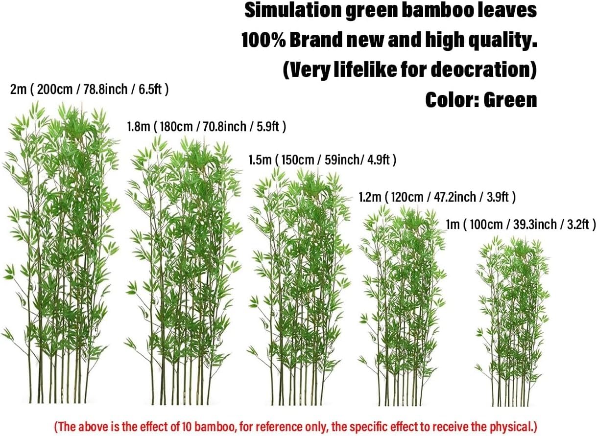 Separé da esterno Albero di bambù artificiale per esterni 1,5 m di altezza, Pianta dell'albero finto per lo schermo decorativo per la privacy(10 Pack,2m/6.5ft Tall)