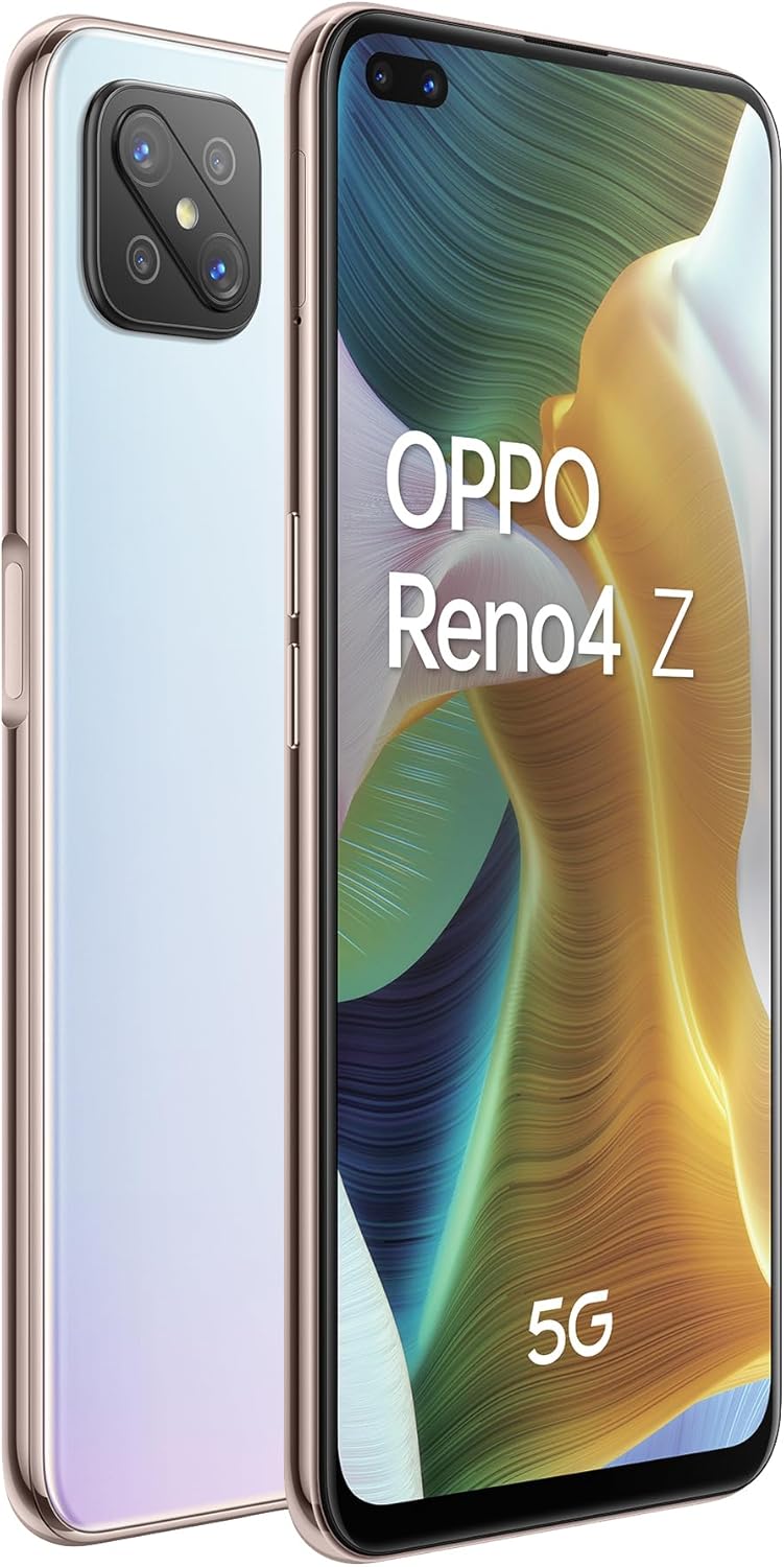 Reno 4 Z Blanc Rosée Smartphone débloqué 5G - 128 Go - 8 Go de RAM – Ecran 120Hz - Batterie 4000 mAh - Quadruple Capteur Photo 48 MP - USB-C - Android 10 - Téléphone Portable-Blanc Rosée