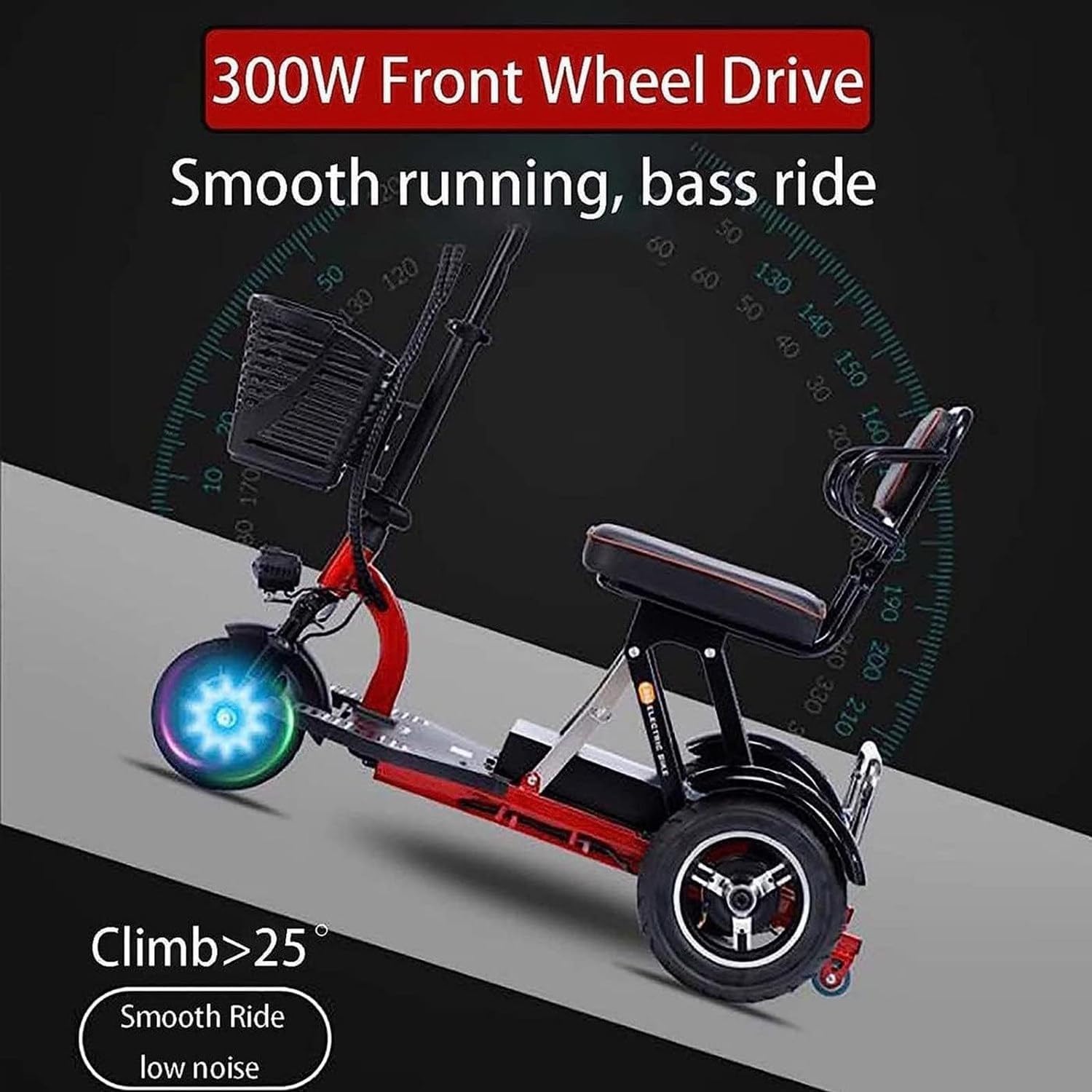 Scooter De Movilidad De Viaje Ligero con Cargador Y Cesta, Scooters De Movilidad De Viaje De 3 Ruedas, Sillas De Ruedas Eléctricas, Scooters Motorizados para Personas Mayores